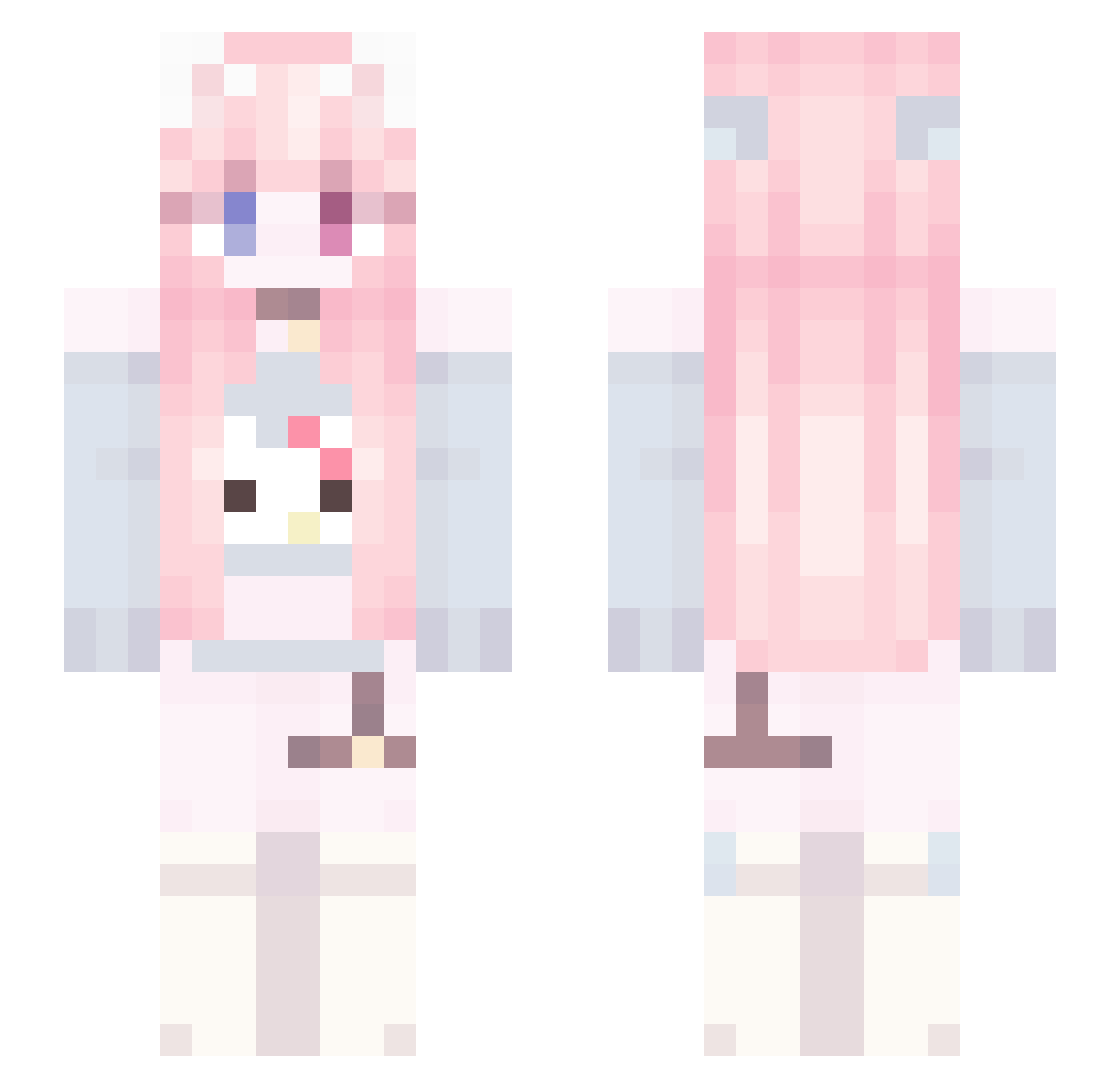 Elfreda Minecraft skin, front and back view