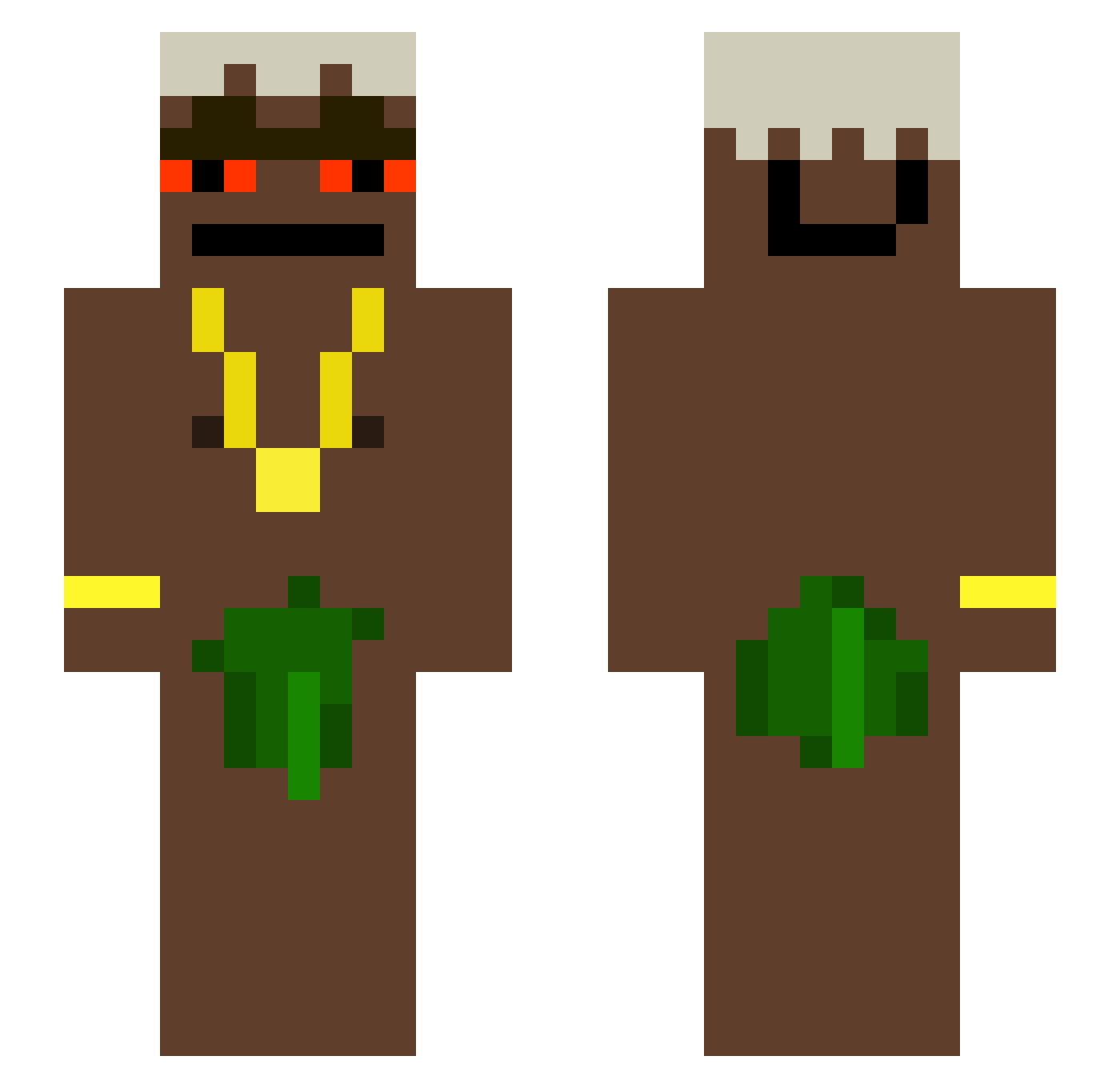 Schneggs Minecraft skin, front and back view