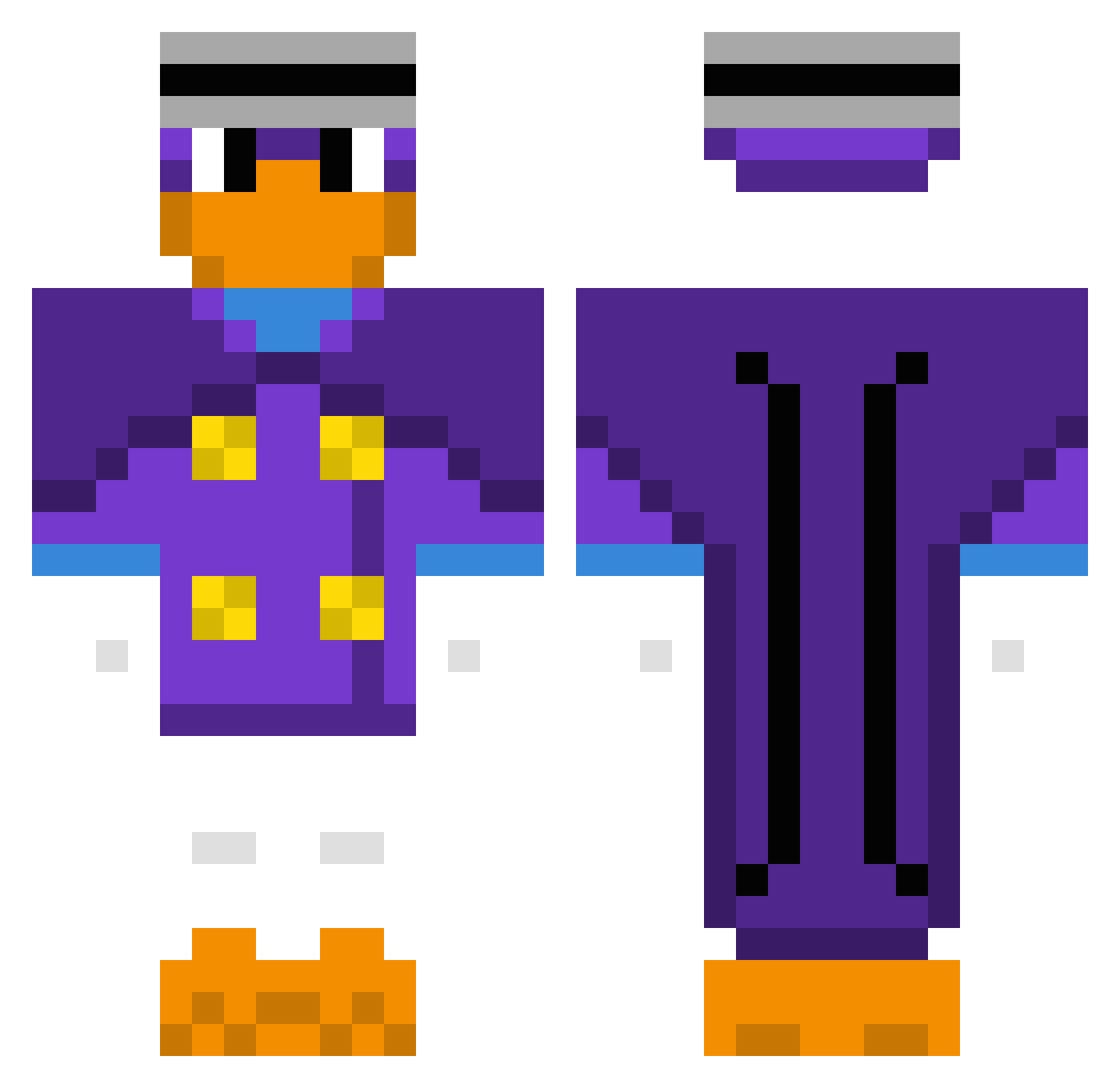 botgei Minecraft skin, front and back view