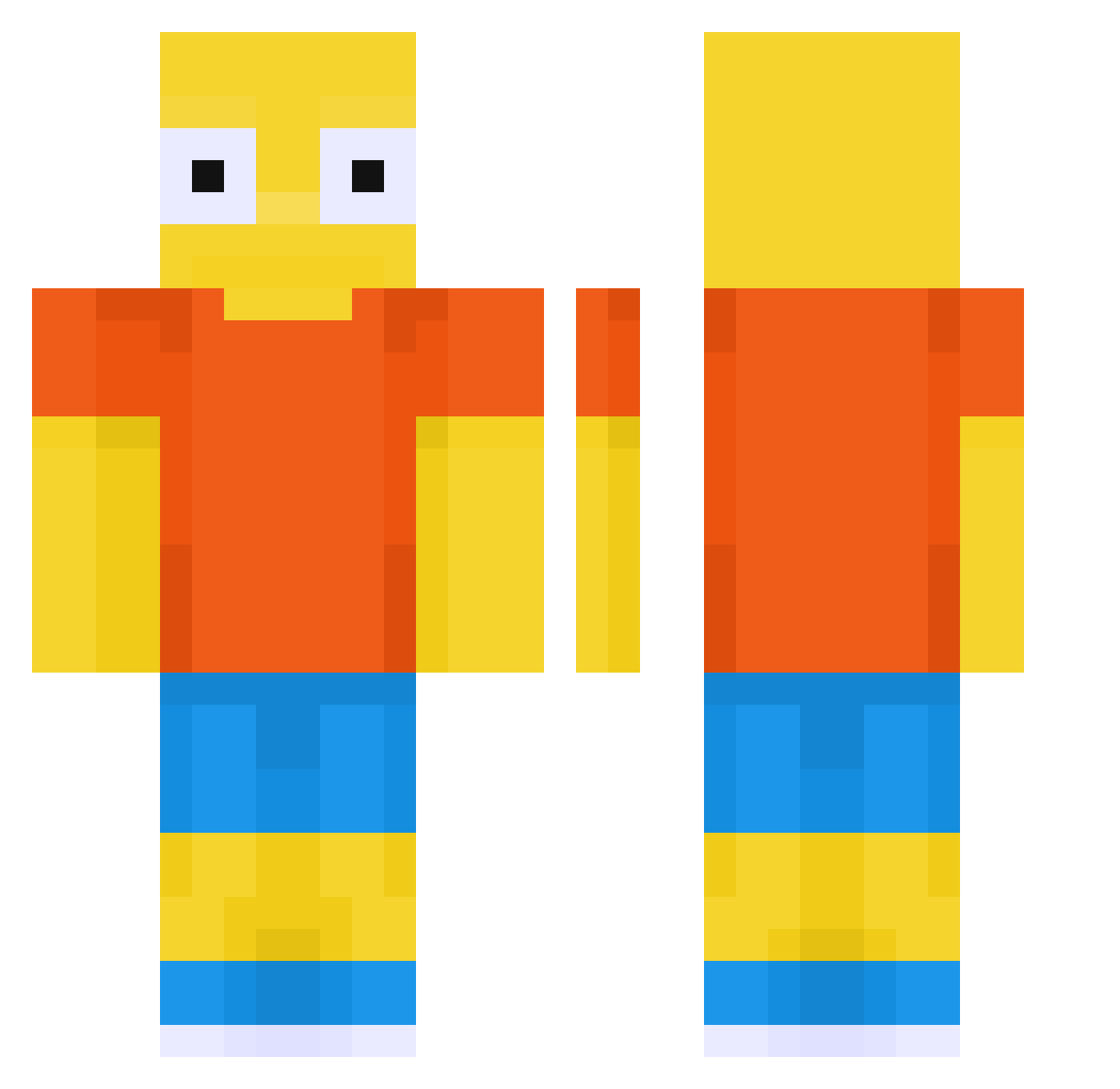 LinnyP Minecraft skin, front and back view