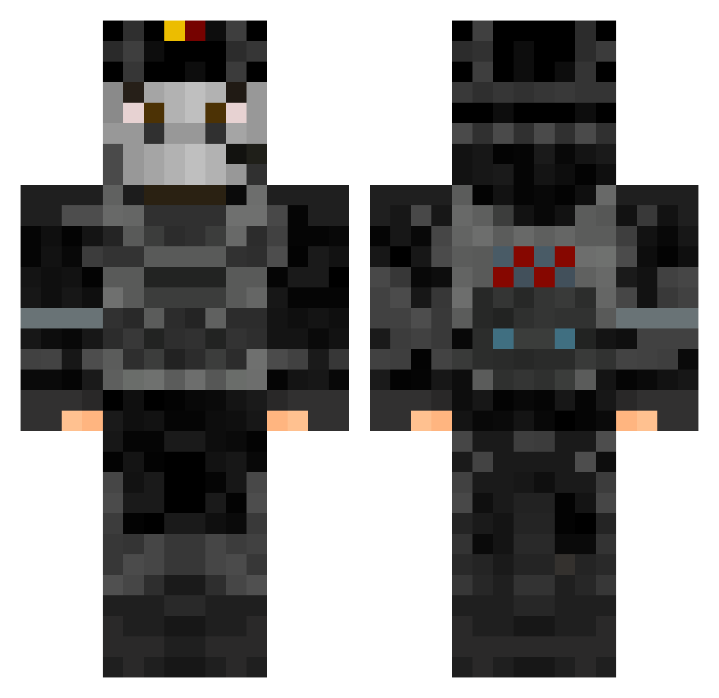 jbblocker Minecraft skin, front and back view