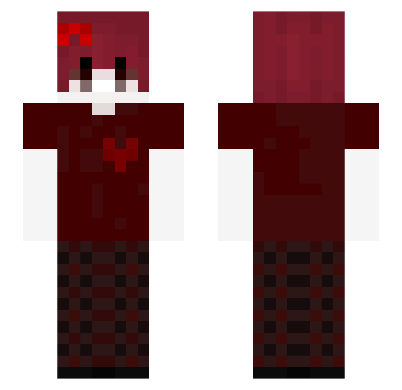 RzinnIsBack Minecraft skin, front and back view