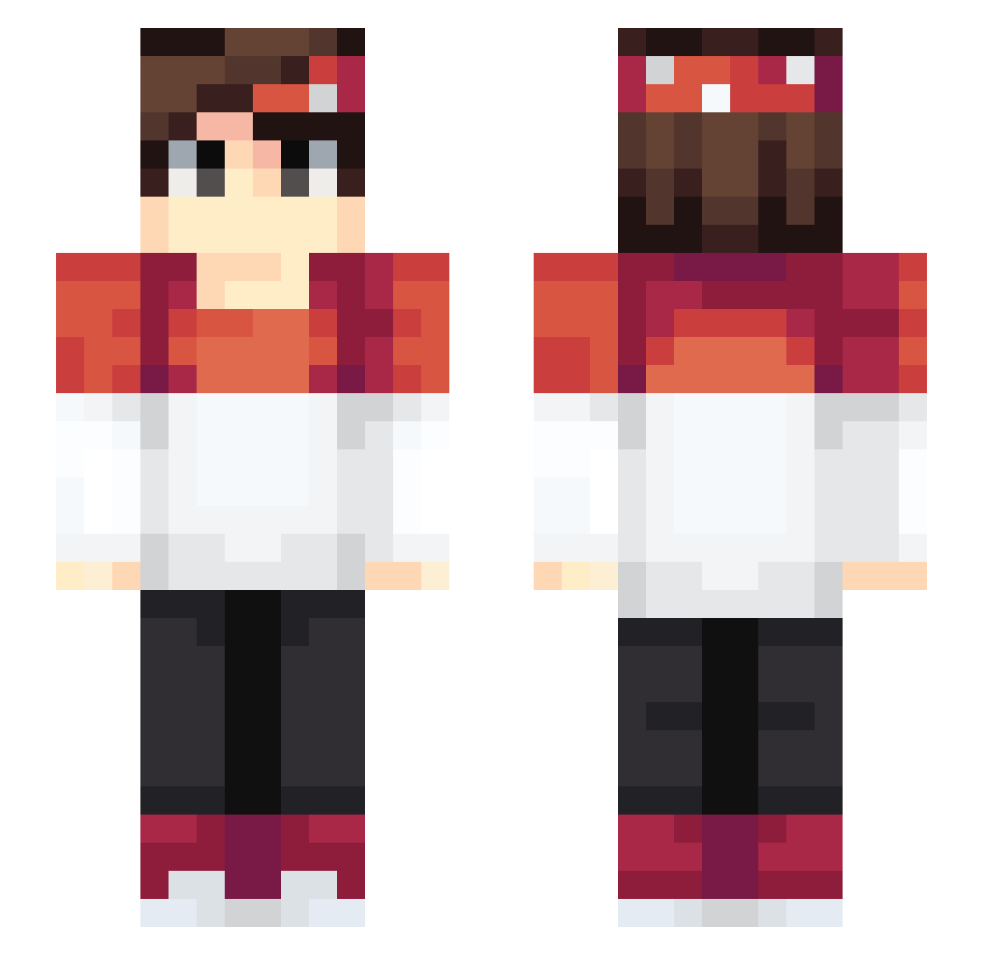 Clamingles Minecraft skin, front and back view
