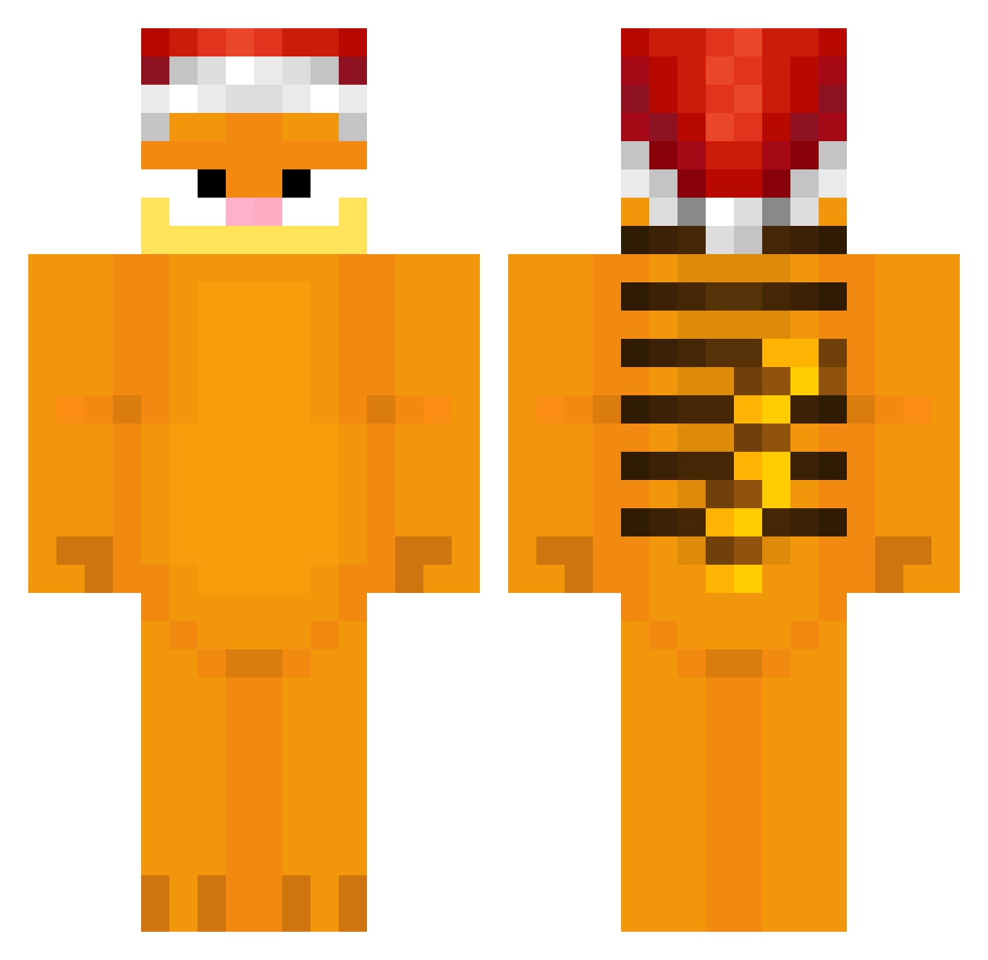 PoorGarfield Minecraft skin, front and back view