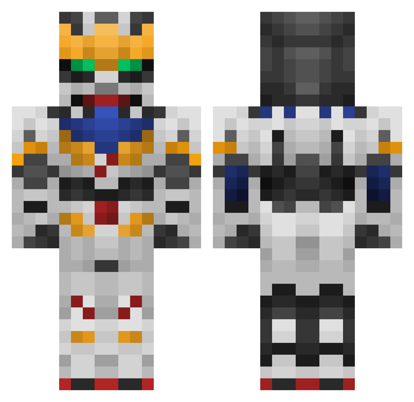 Wadev3 Minecraft skin, front and back view