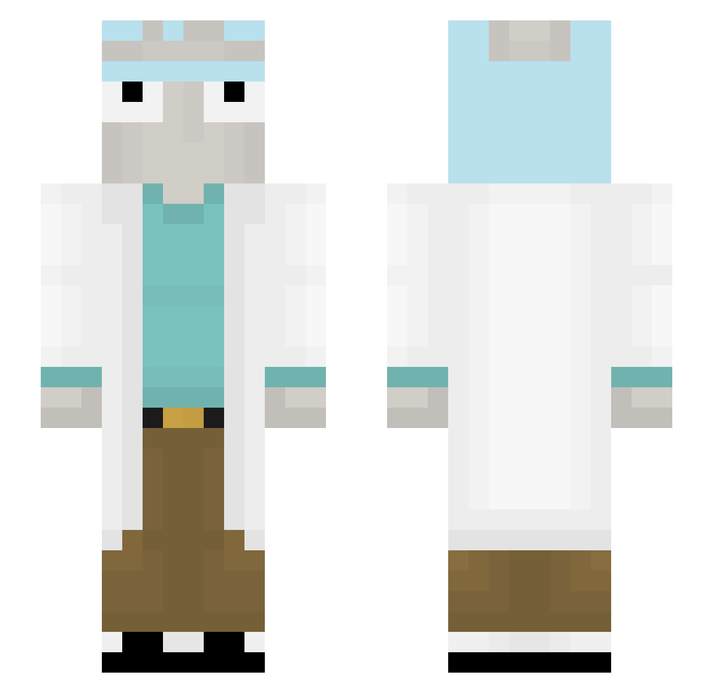 Inactivityy Minecraft skin, front and back view