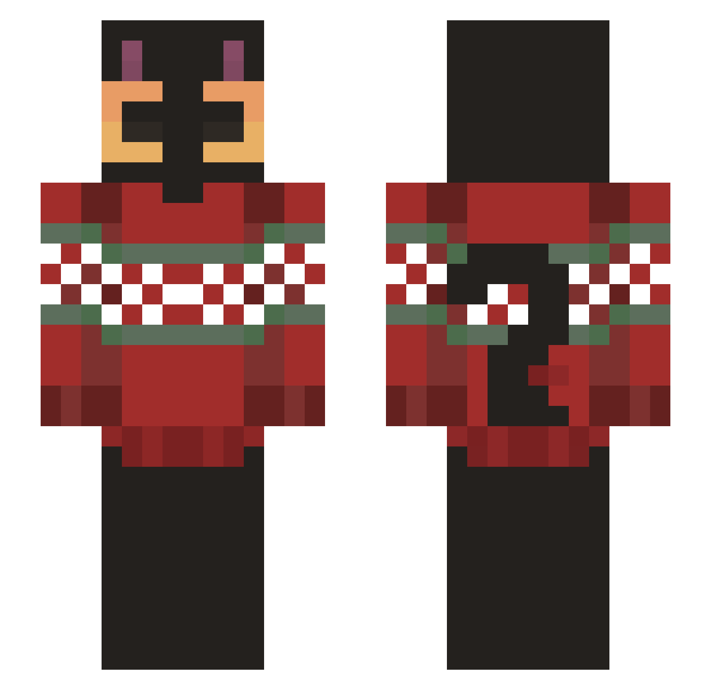 ShibeStreet Minecraft skin, front and back view