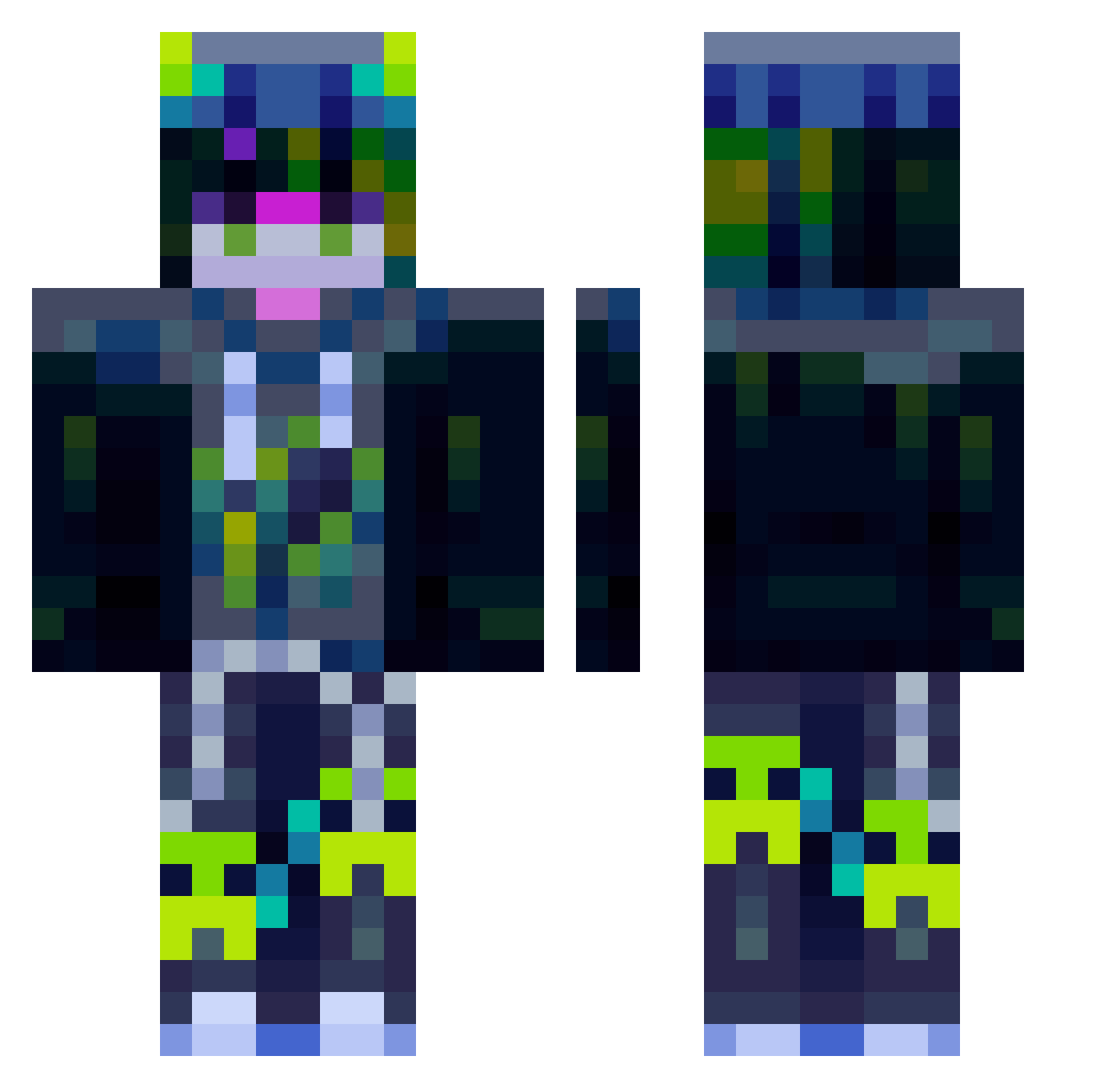 Temmle Minecraft skin, front and back view