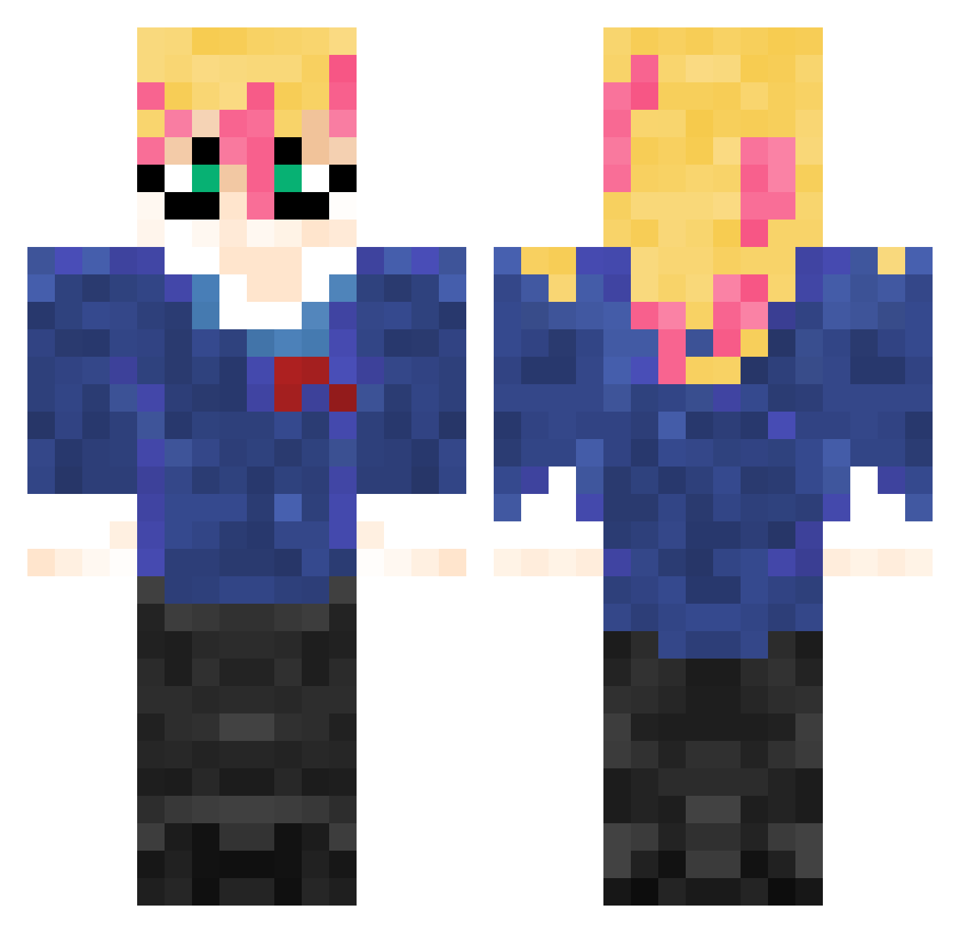 Qwynimation Minecraft skin, front and back view