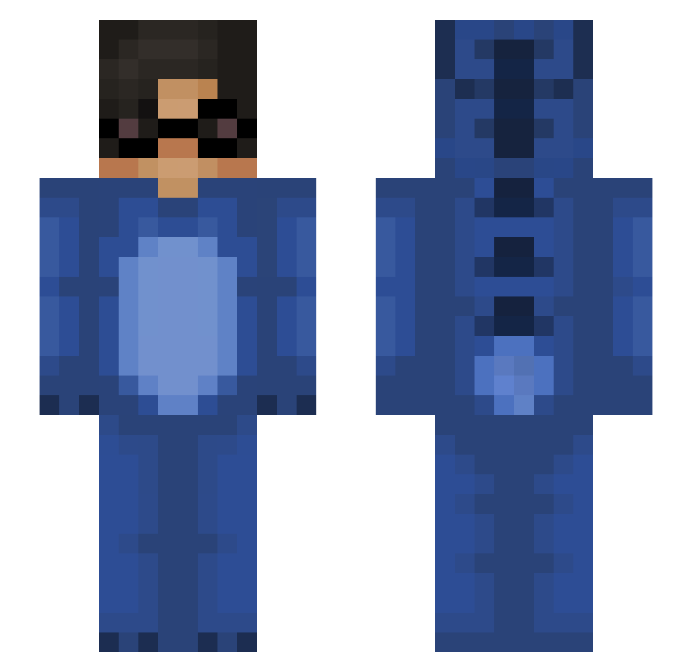 Hillarry Minecraft skin, front and back view