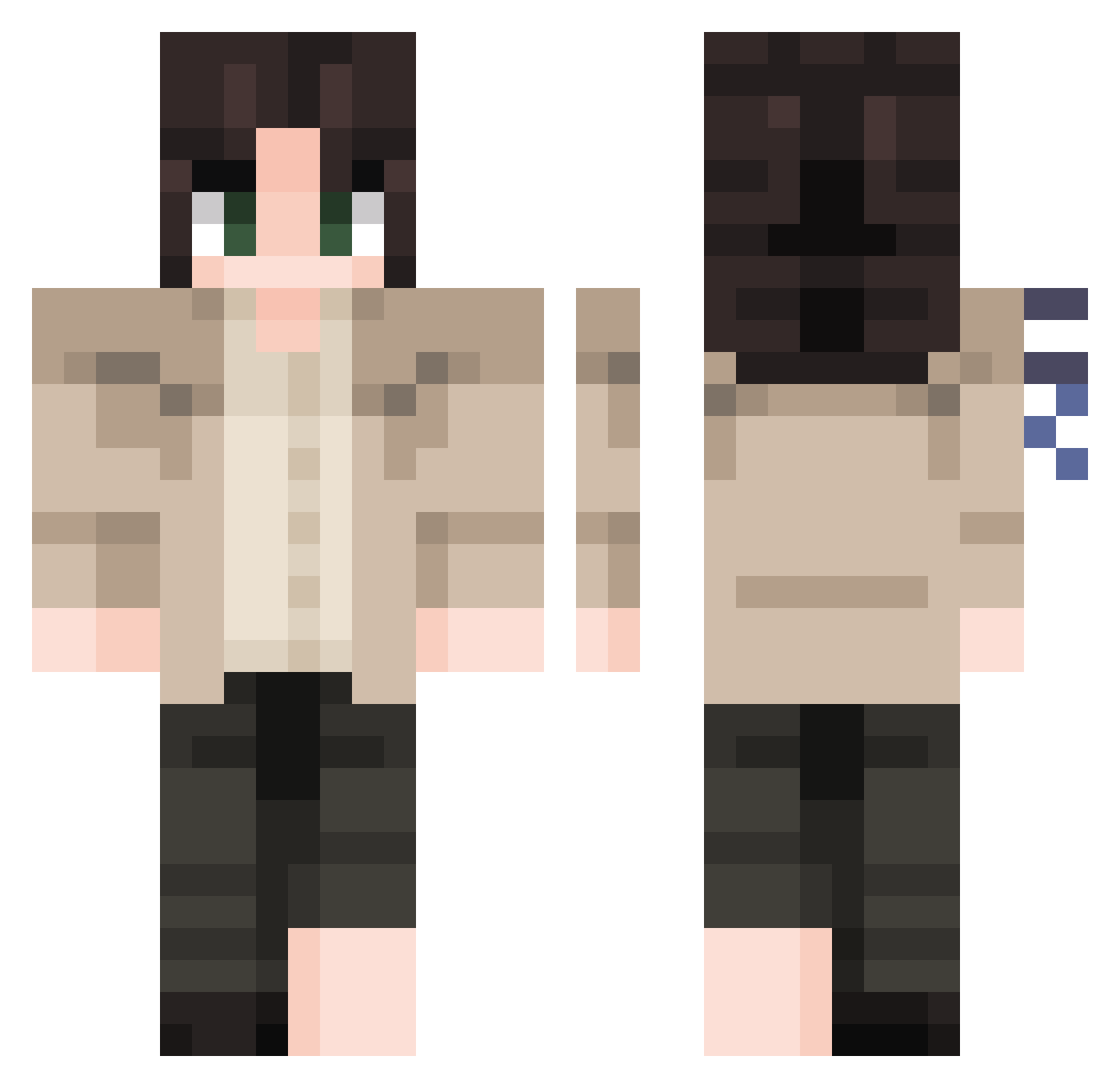 BBQEVENING Minecraft skin, front and back view