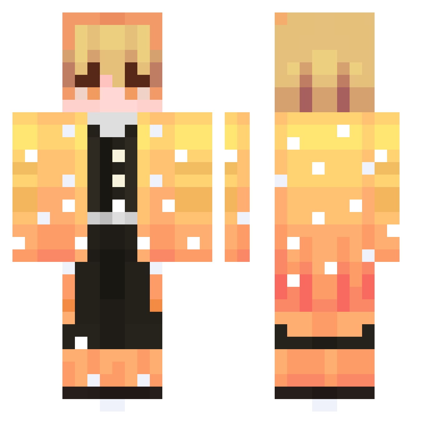 CureGhost Minecraft skin, front and back view