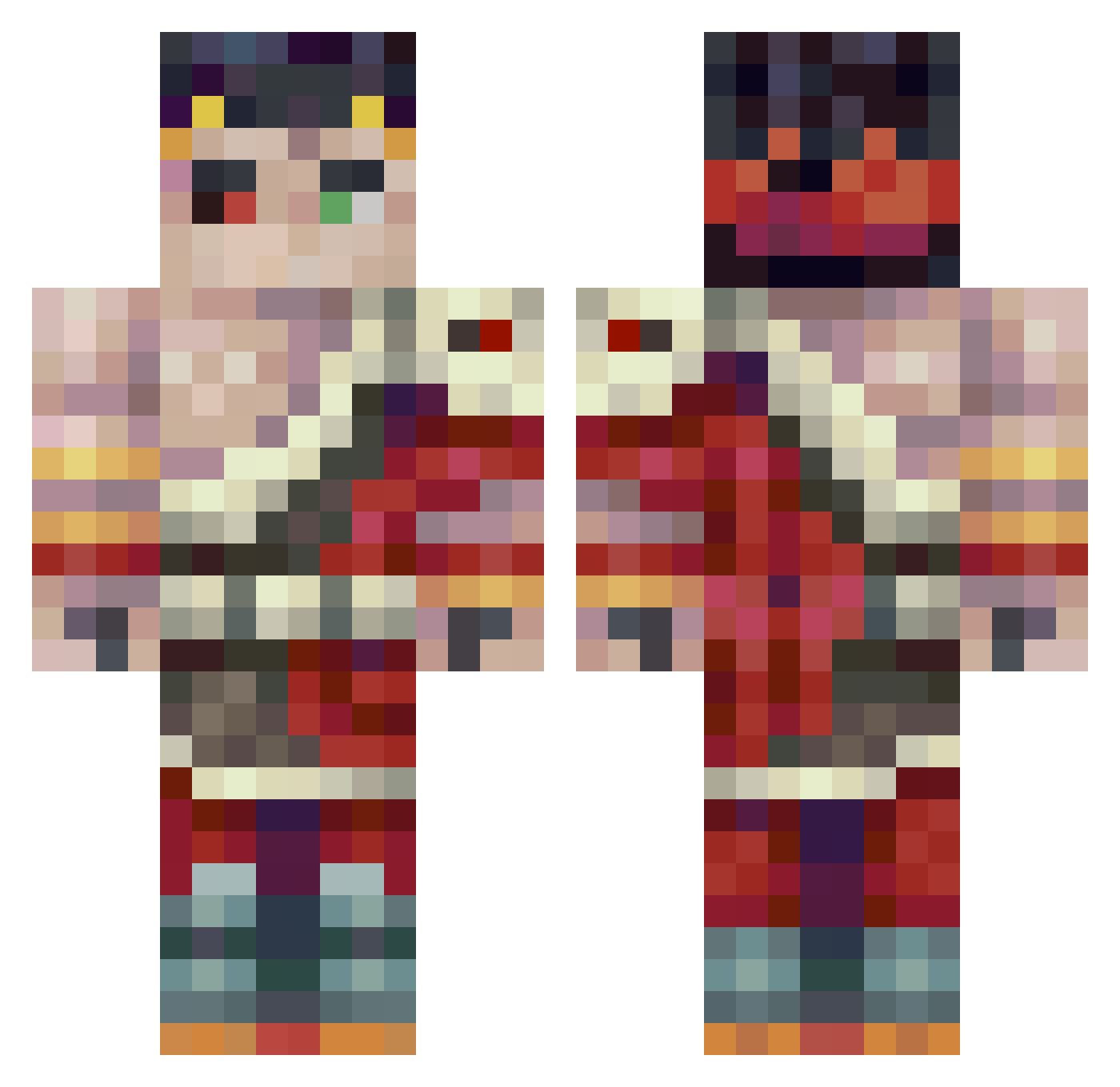 RooobyDoobyDoo Minecraft skin, front and back view
