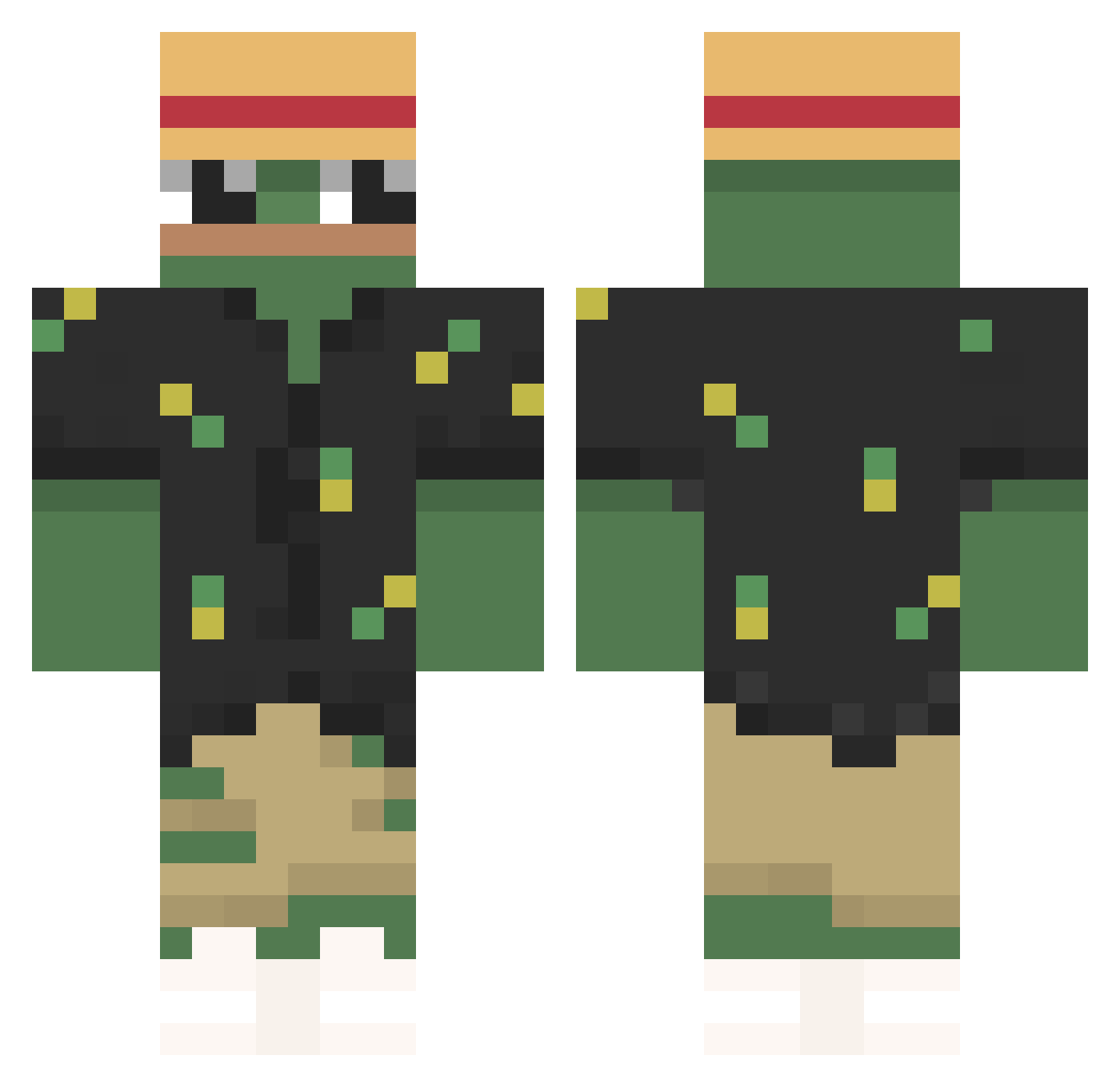Vicentethx Minecraft skin, front and back view