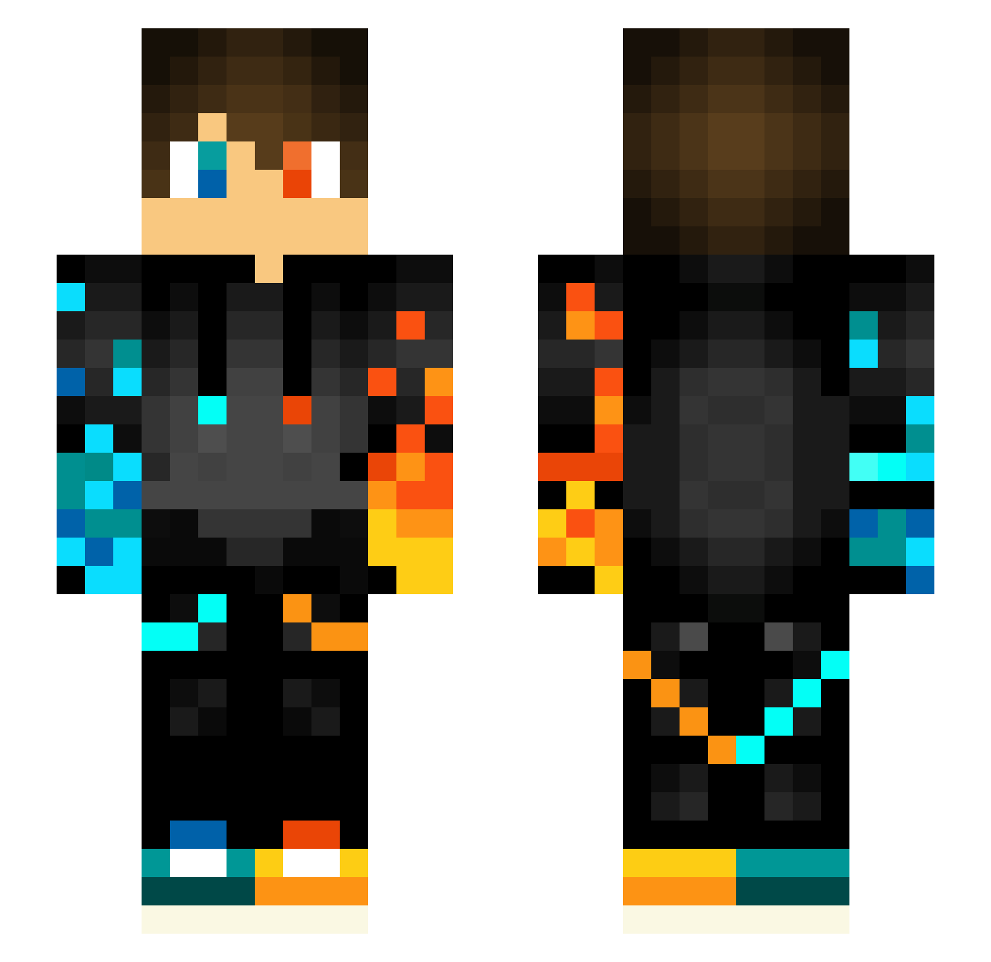 PetitBouch0n Minecraft skin, front and back view