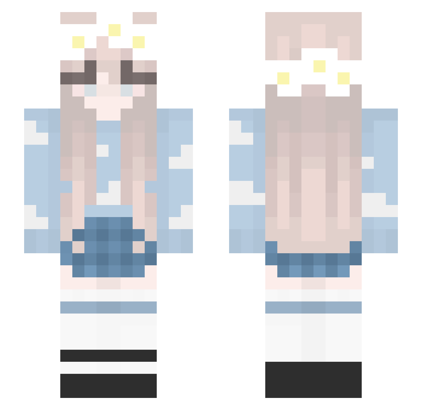 r0aser Minecraft skin, front and back view
