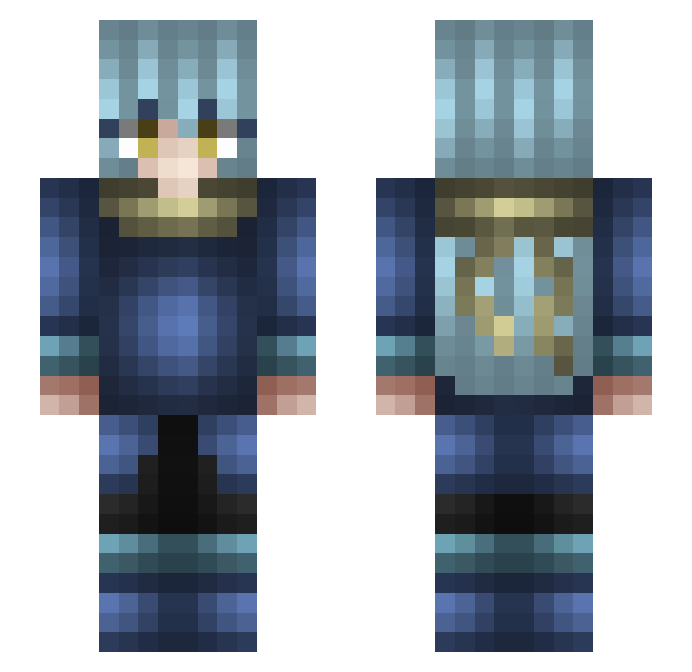 HiOnMagiX Minecraft skin, front and back view