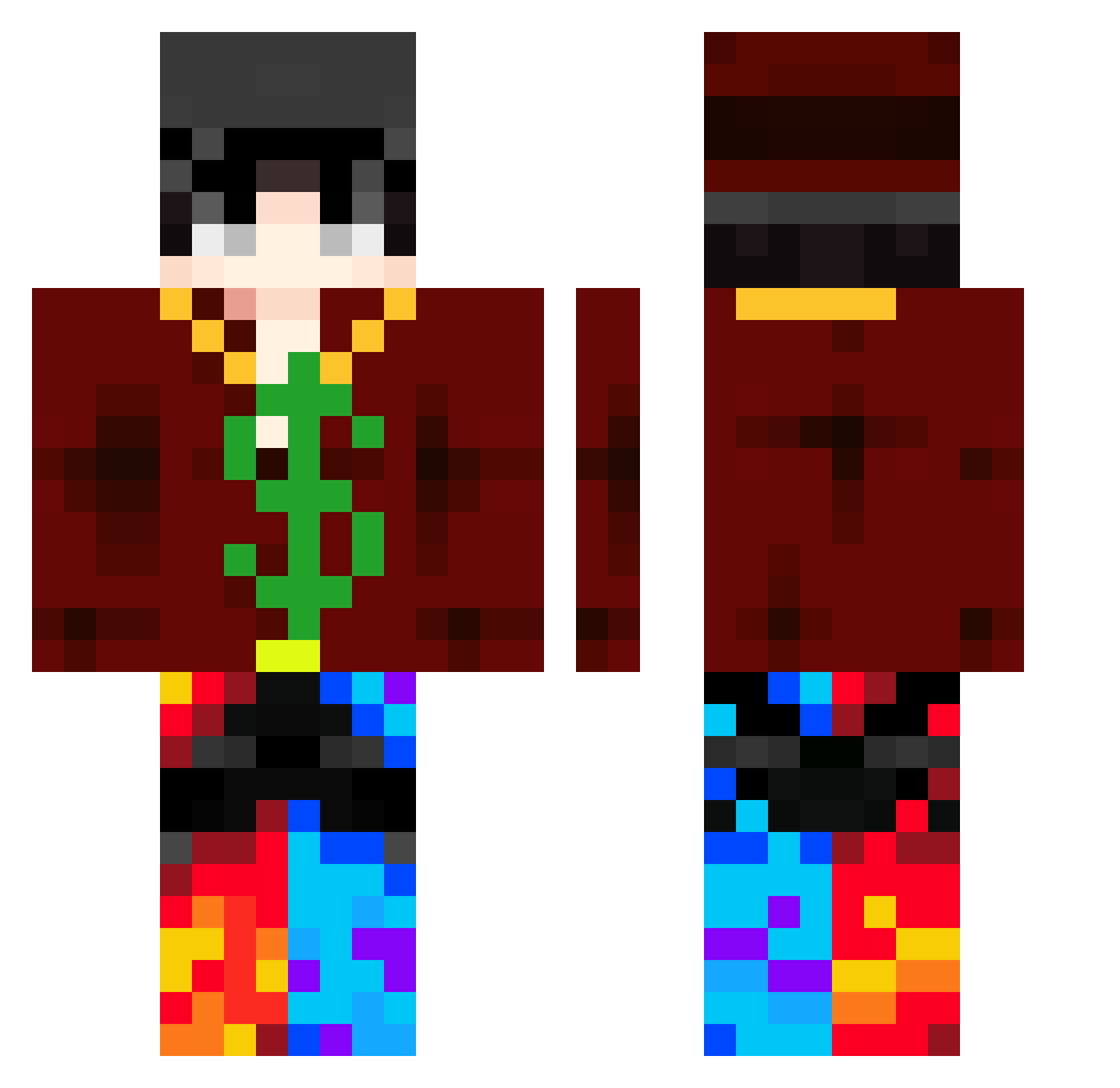 JayceDrugMaster Minecraft skin, front and back view