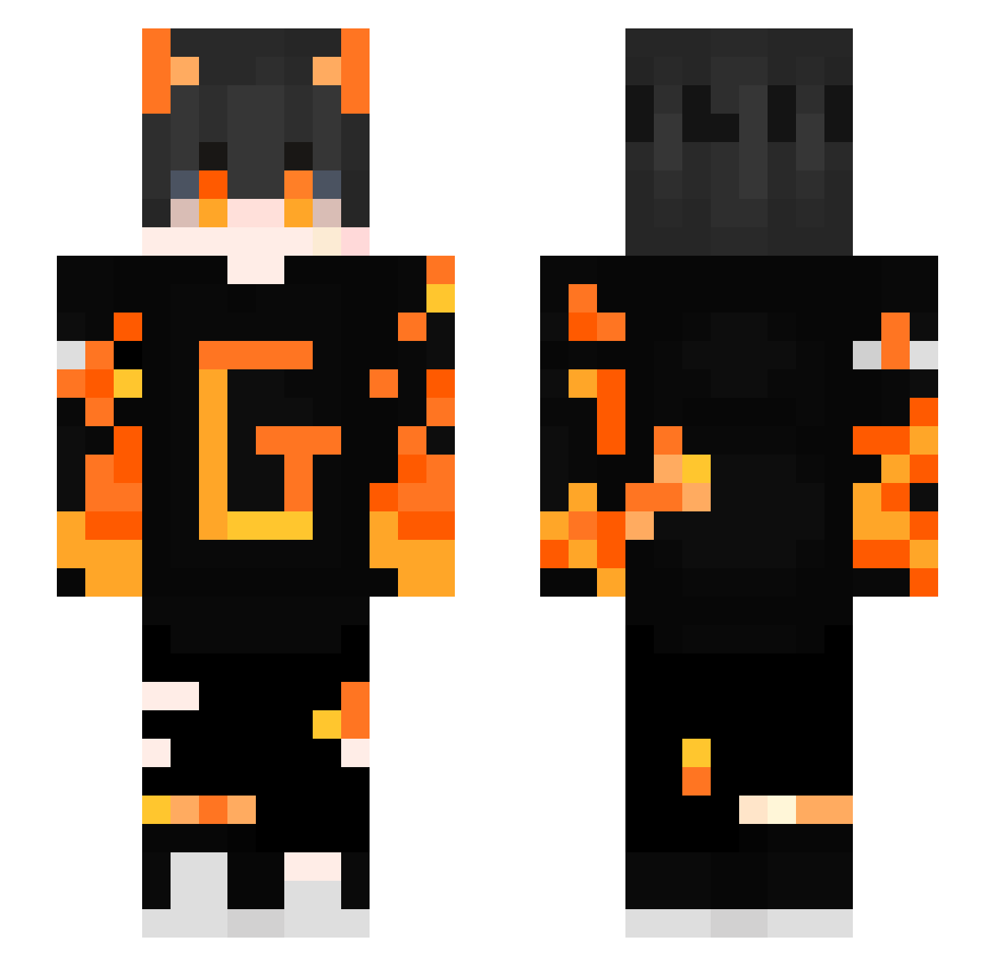 MetalSunshine Minecraft skin, front and back view