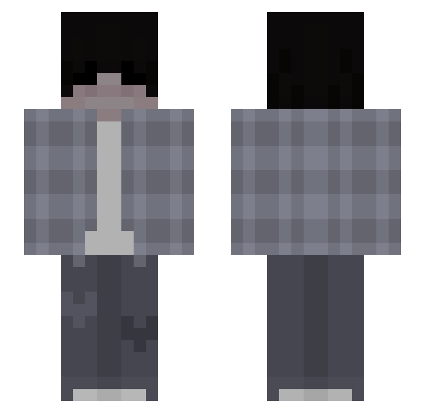 Reunions Minecraft skin, front and back view