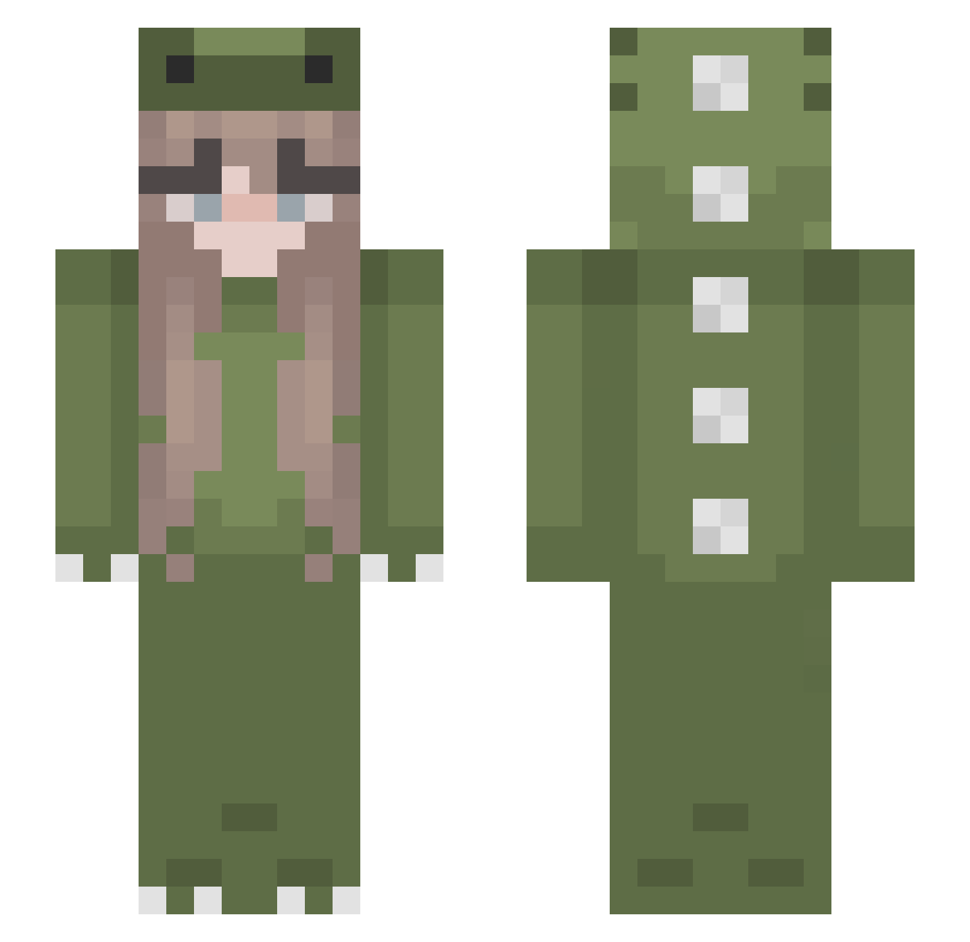 rooawr Minecraft skin, front and back view