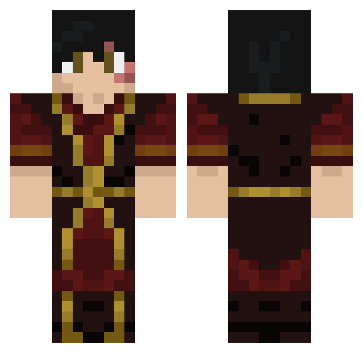 Spybrick Minecraft skin, front and back view