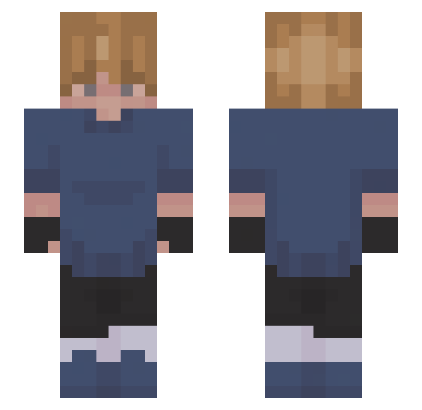 Rustiqs Minecraft skin, front and back view