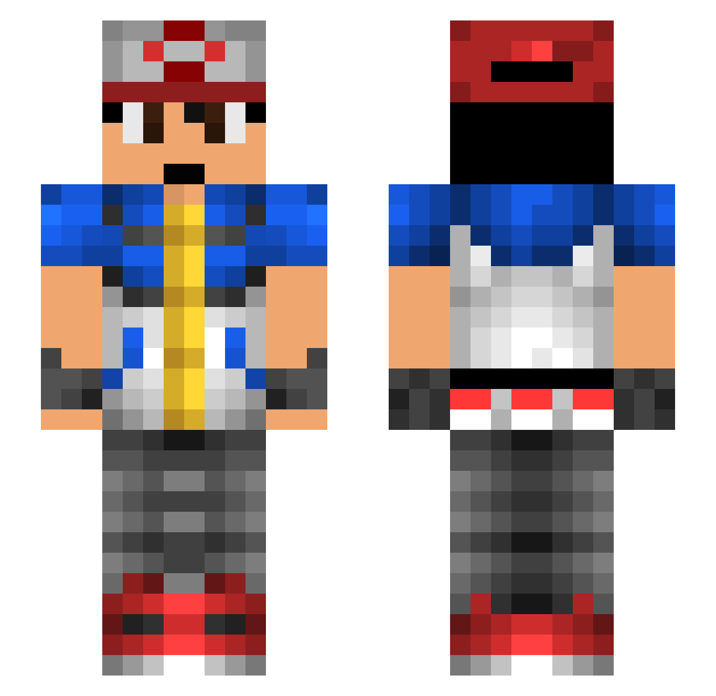 Sacha14390 Minecraft skin, front and back view