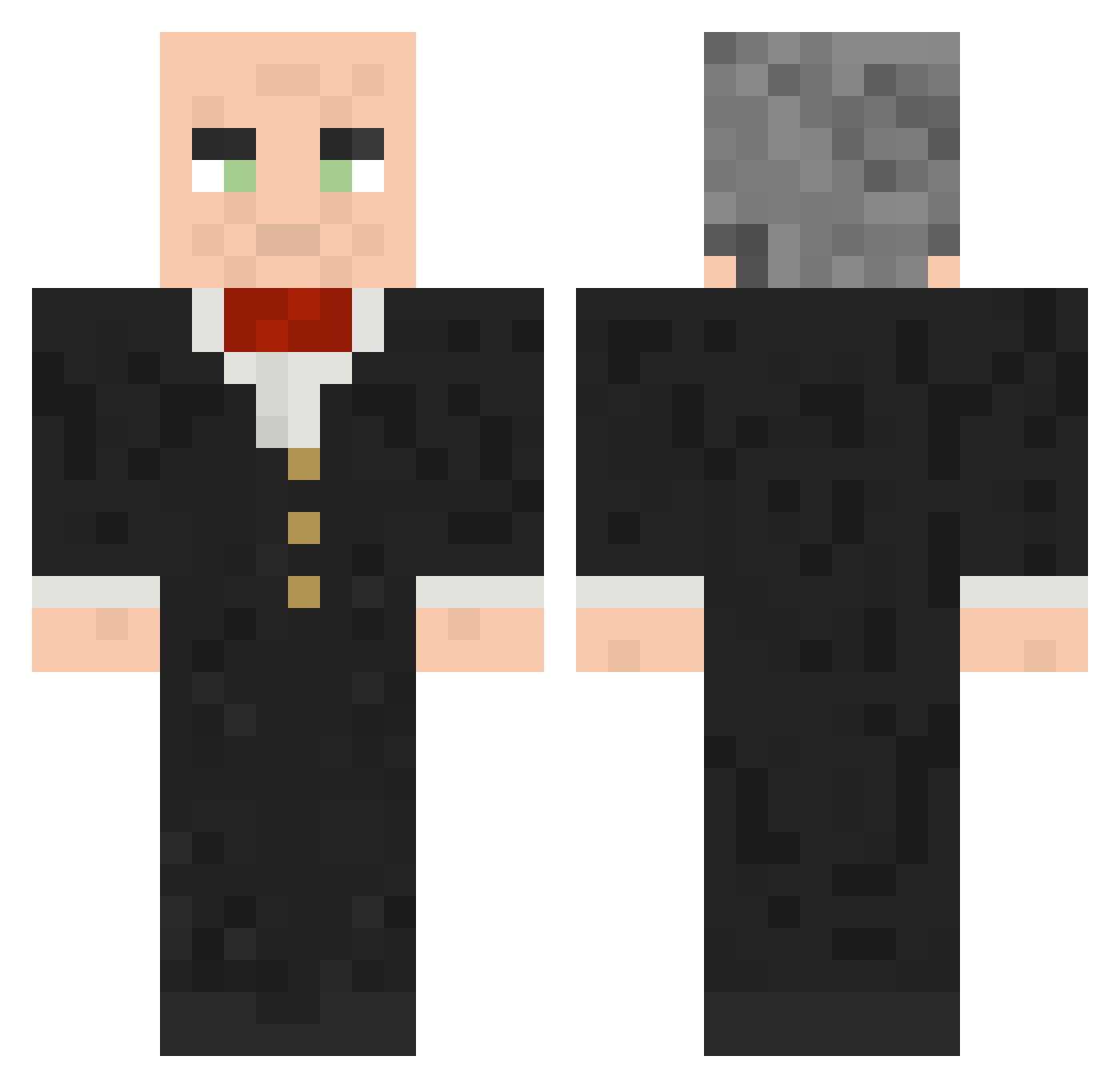 Top32 Minecraft skin, front and back view