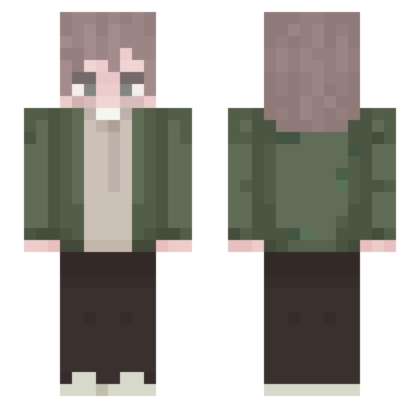 FoTiNeX Minecraft skin, front and back view