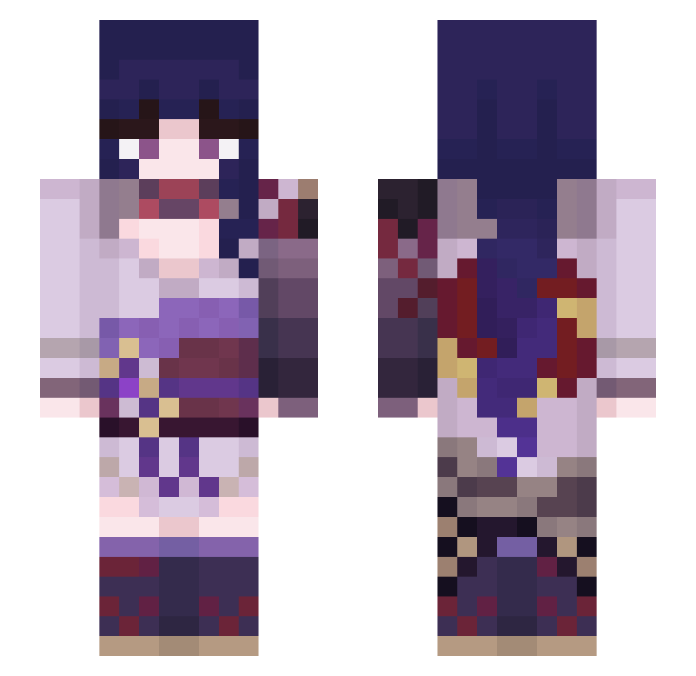 Elianora Minecraft skin, front and back view