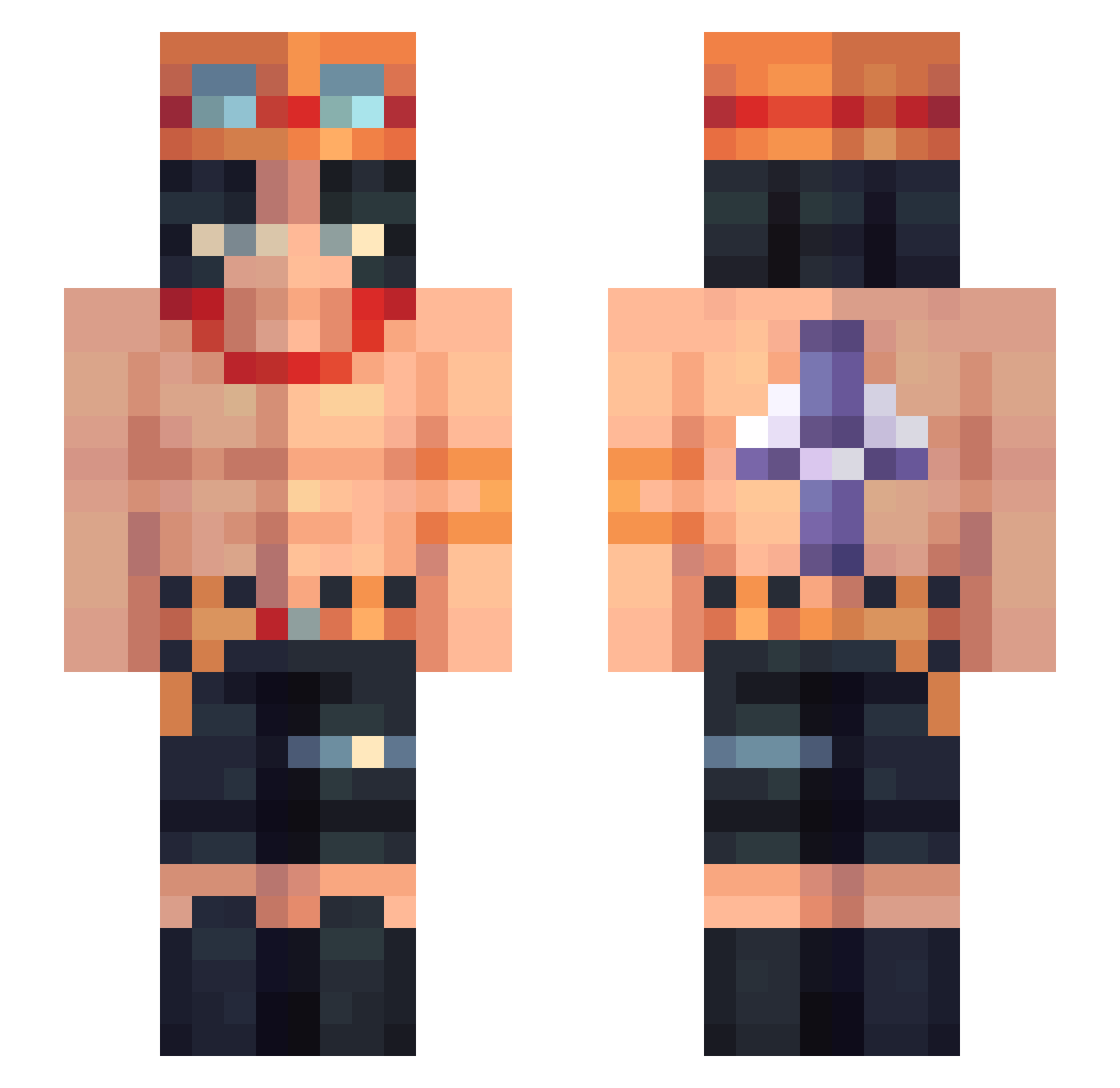 migratedd Minecraft skin, front and back view