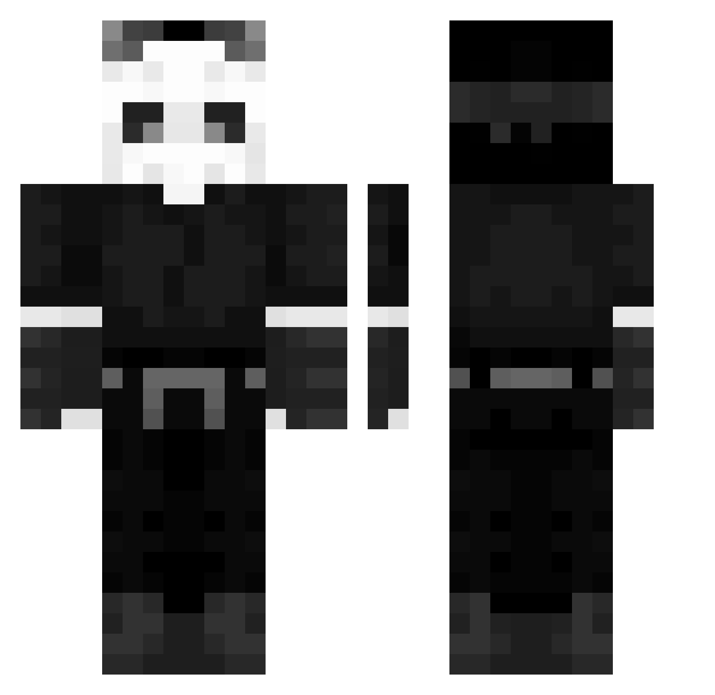 Ninp0stal Minecraft skin, front and back view