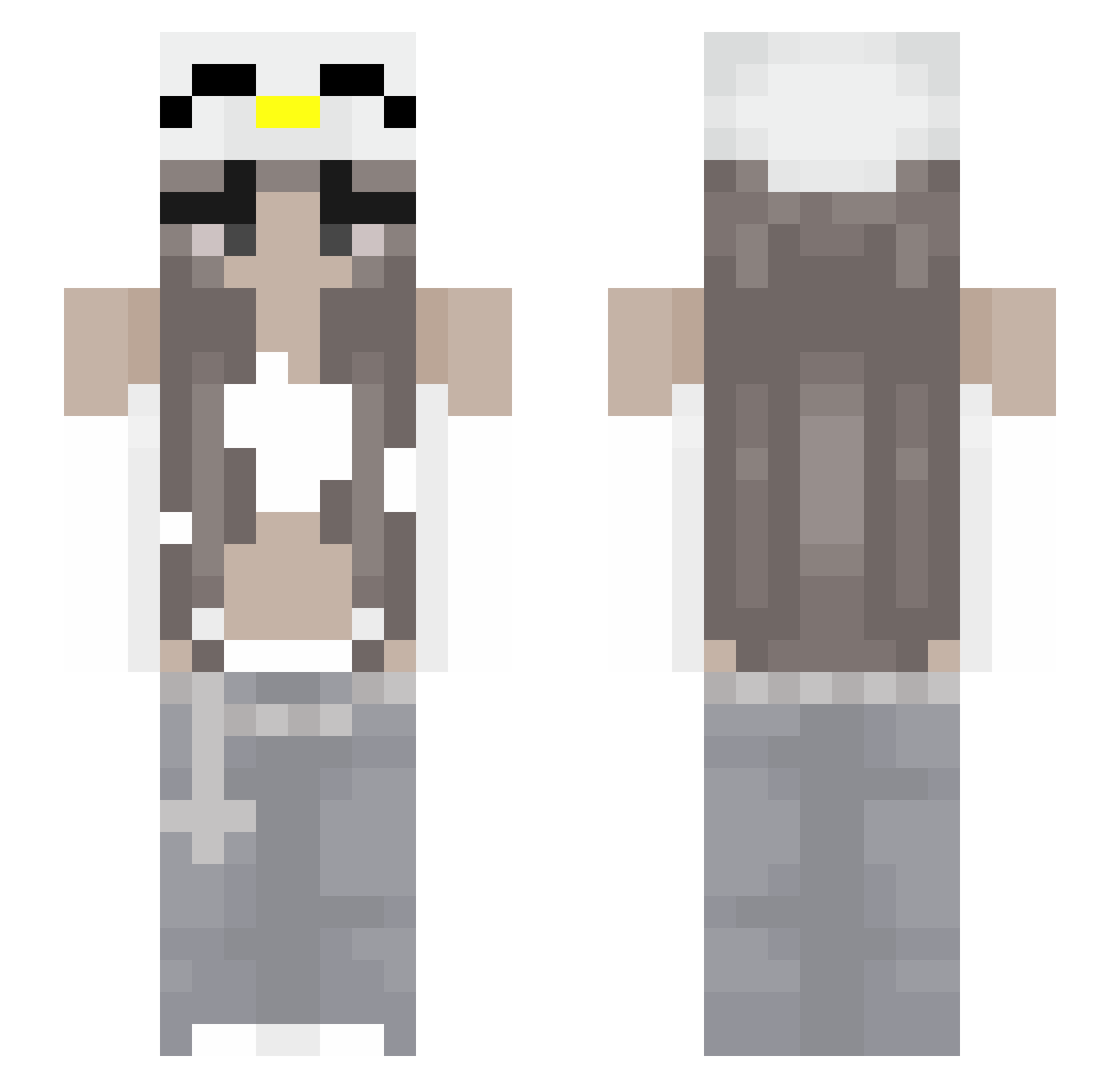 Gr1vy Minecraft skin, front and back view