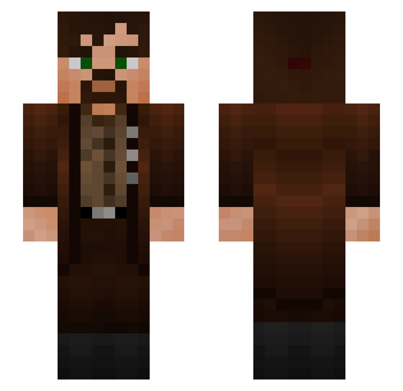 Buffoonery Minecraft skin, front and back view