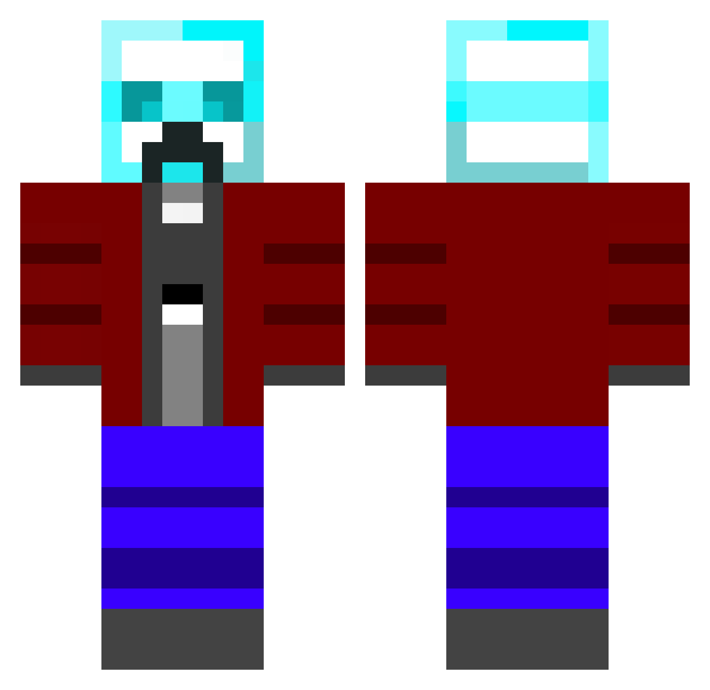 SeaSlug64 Minecraft skin, front and back view