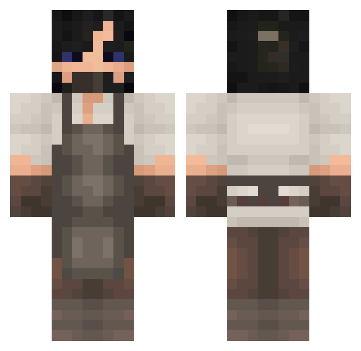 Obliterate Minecraft skin, front and back view