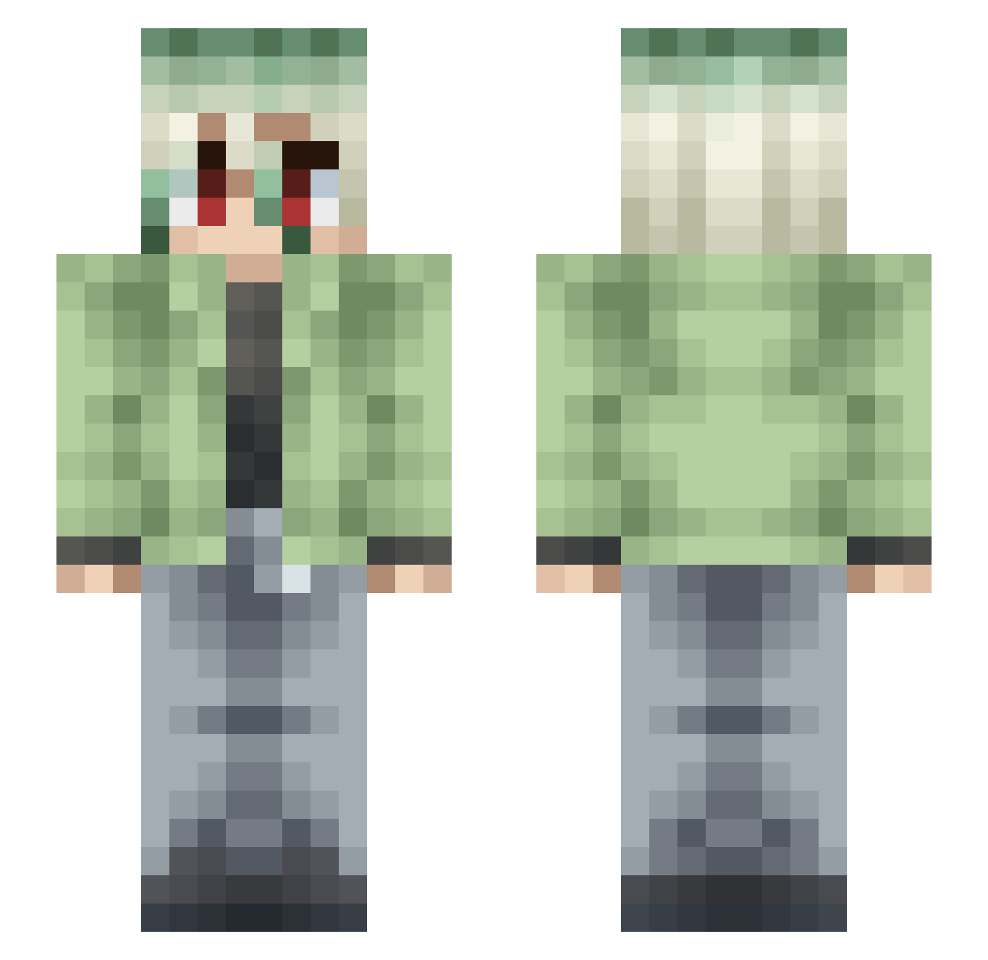 Megaanvar Minecraft skin, front and back view