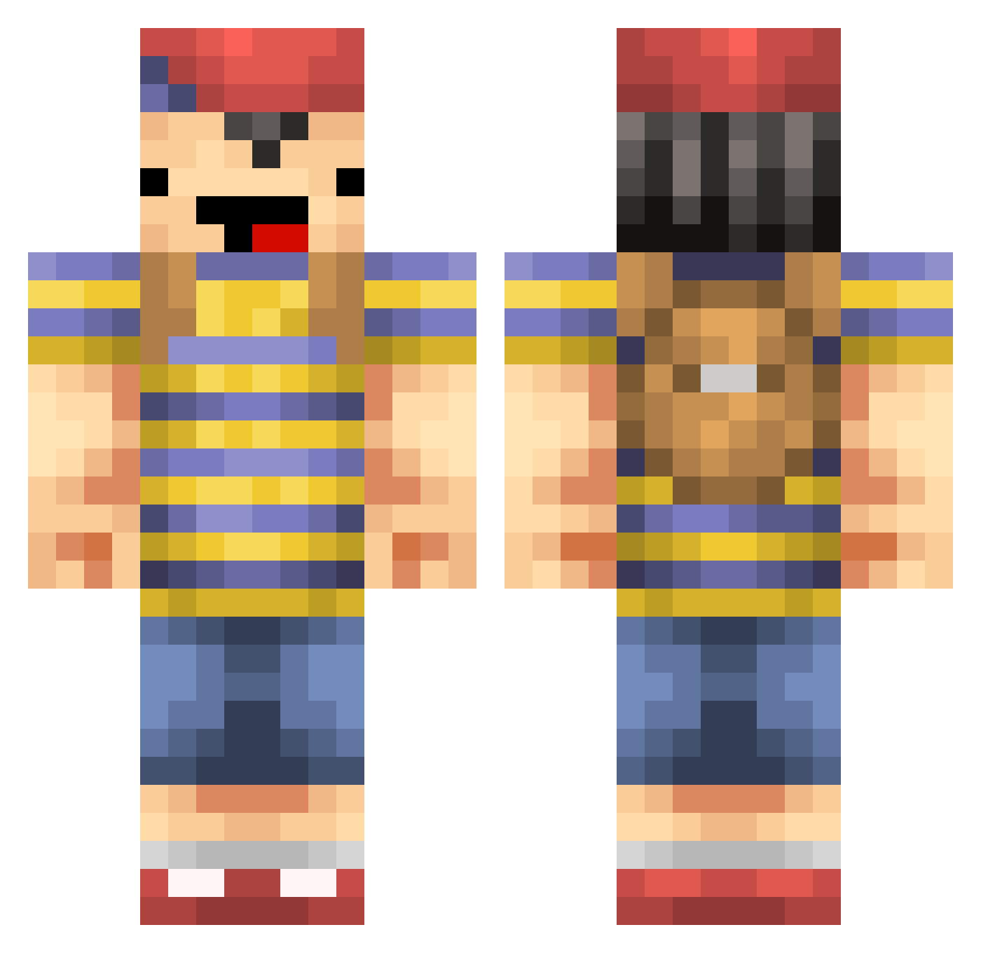 SkippyGee Minecraft skin, front and back view