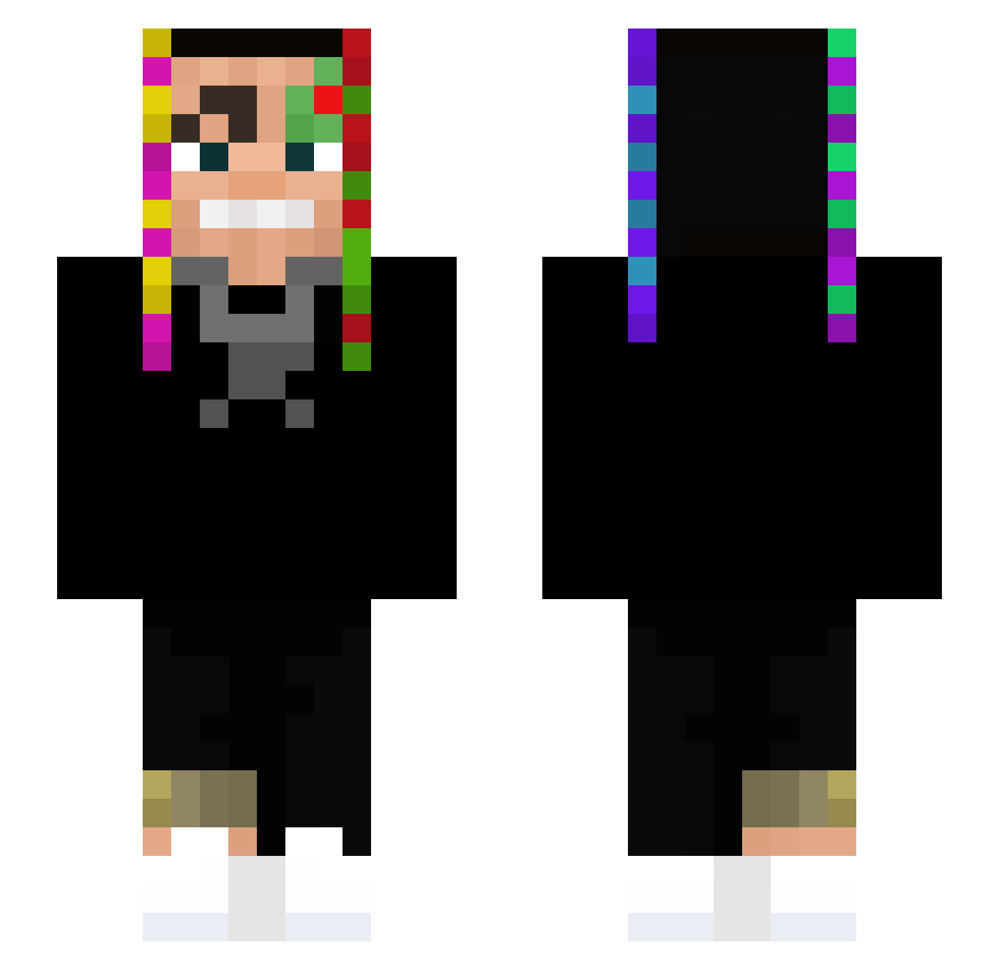 PlugCallin Minecraft skin, front and back view