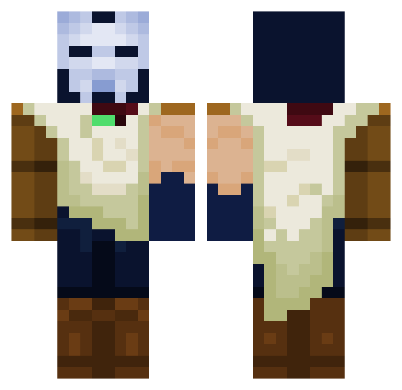 Jhiva Minecraft skin, front and back view