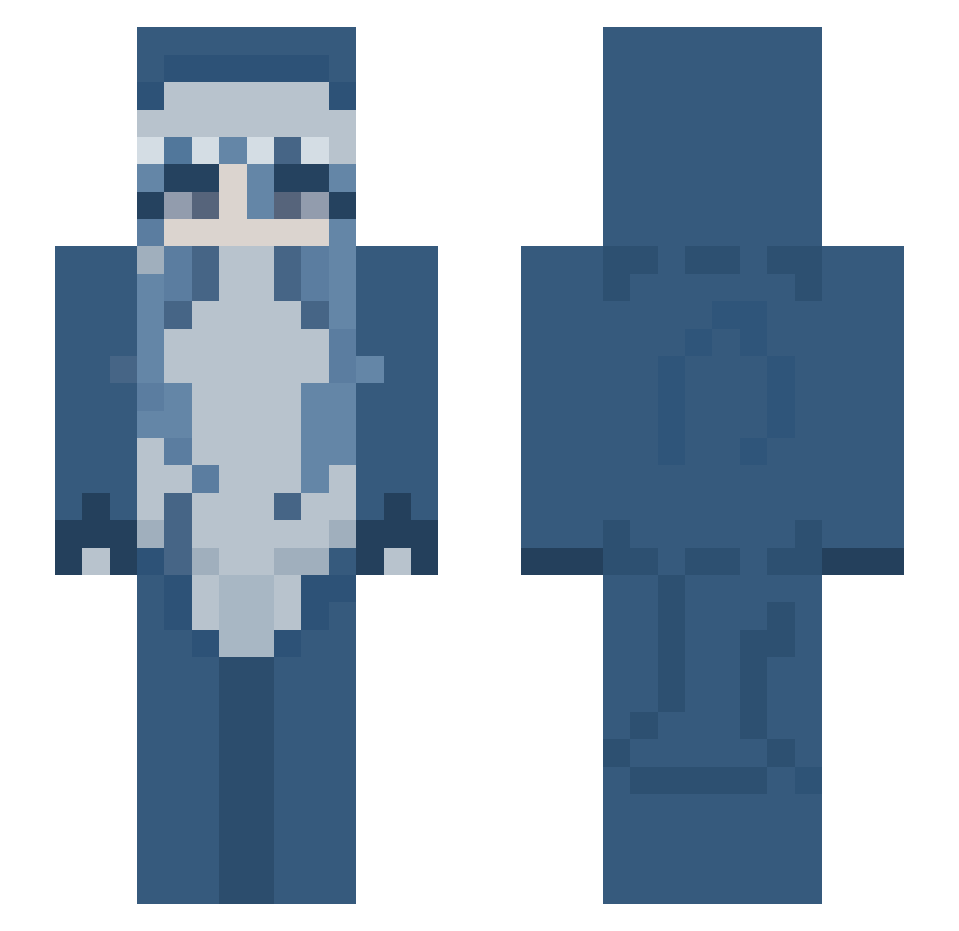 Chuboard Minecraft skin, front and back view