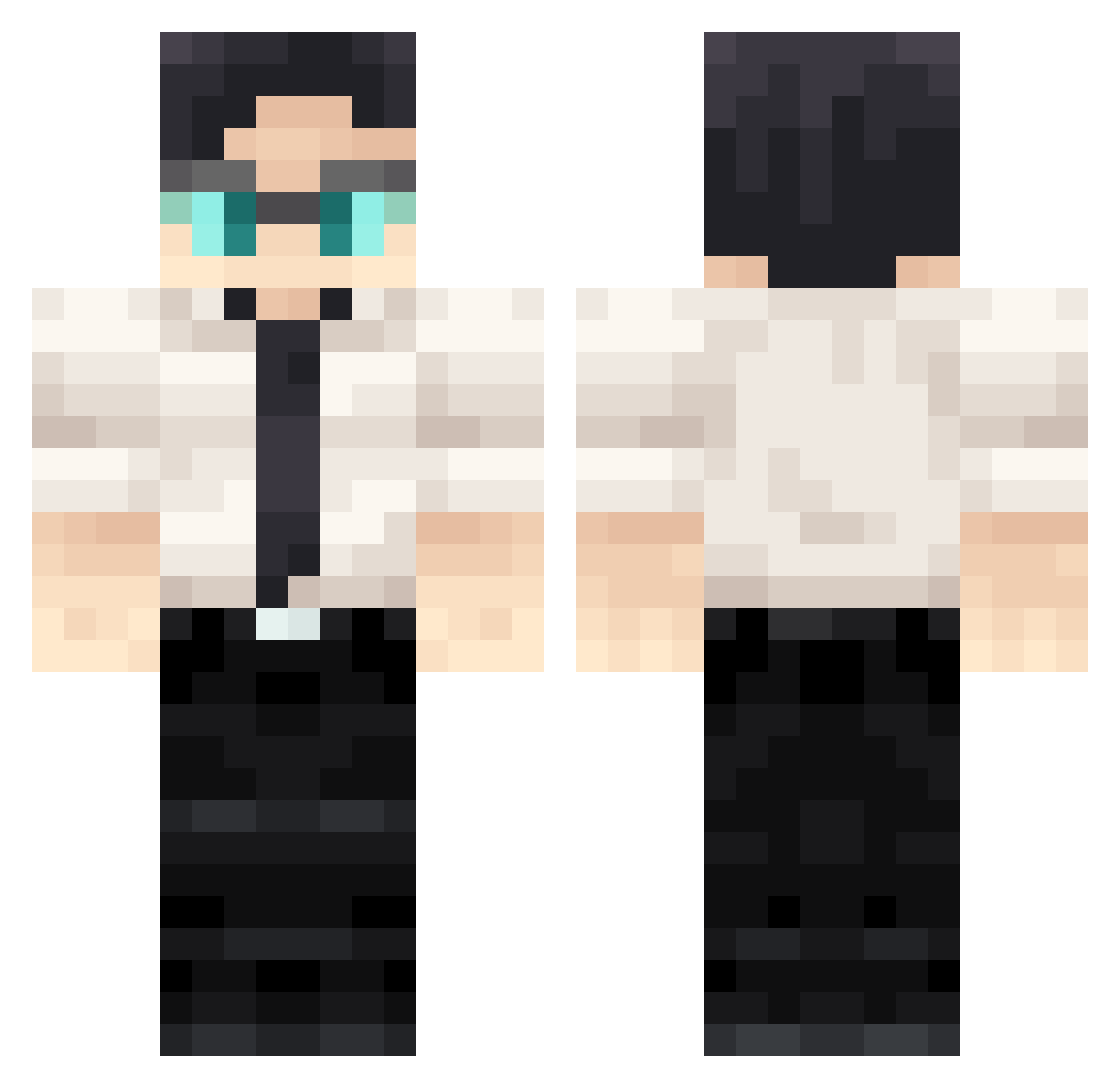 Raphanus Minecraft skin, front and back view