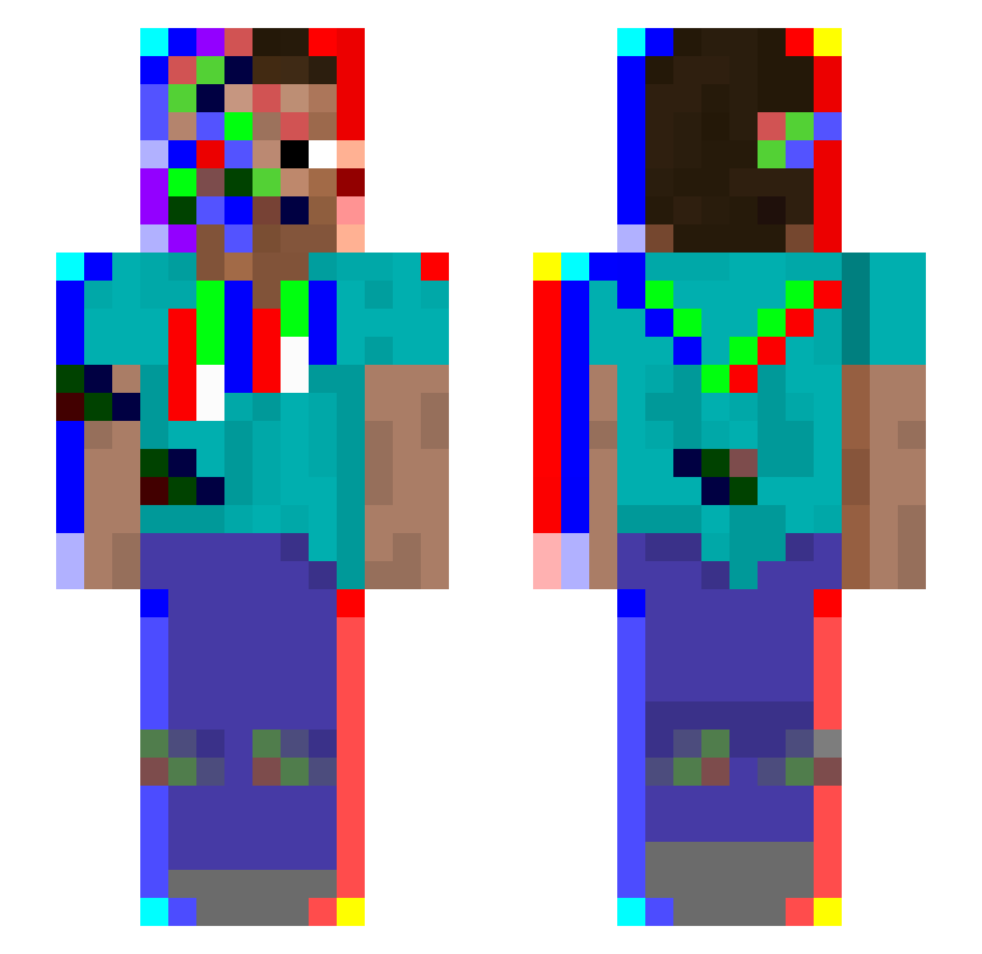 notjr0c Minecraft skin, front and back view