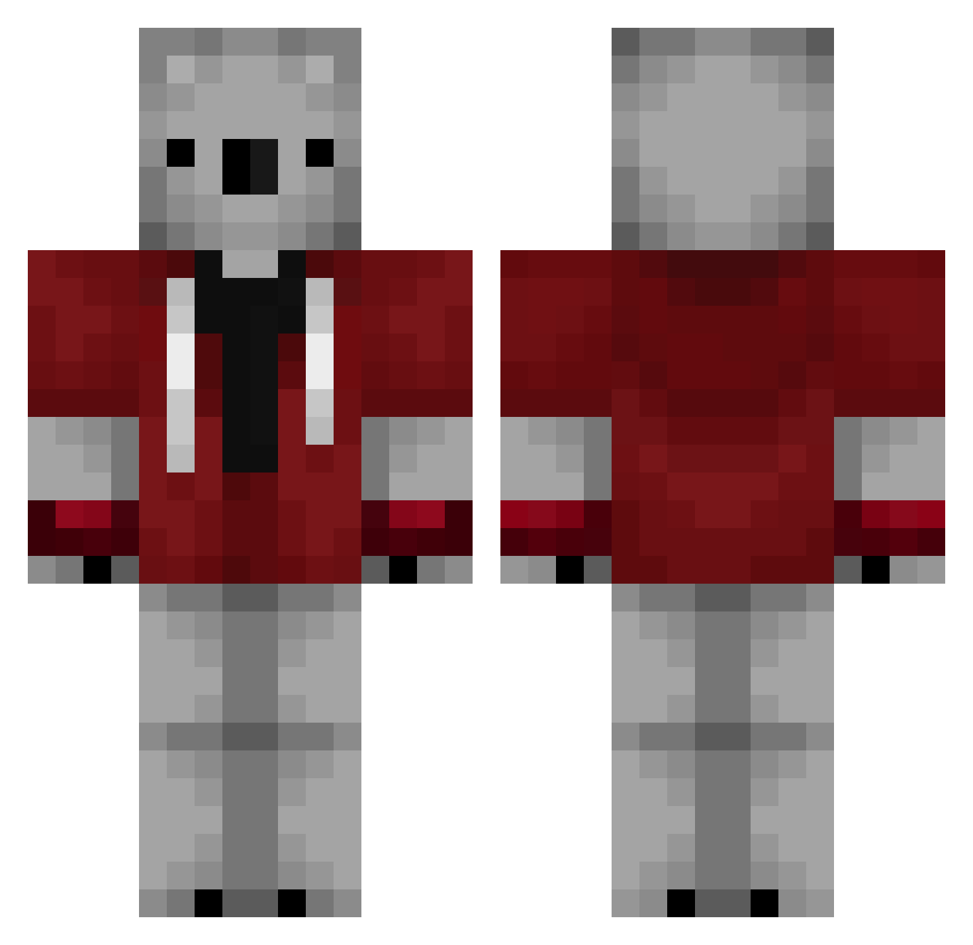 Definitions Minecraft skin, front and back view
