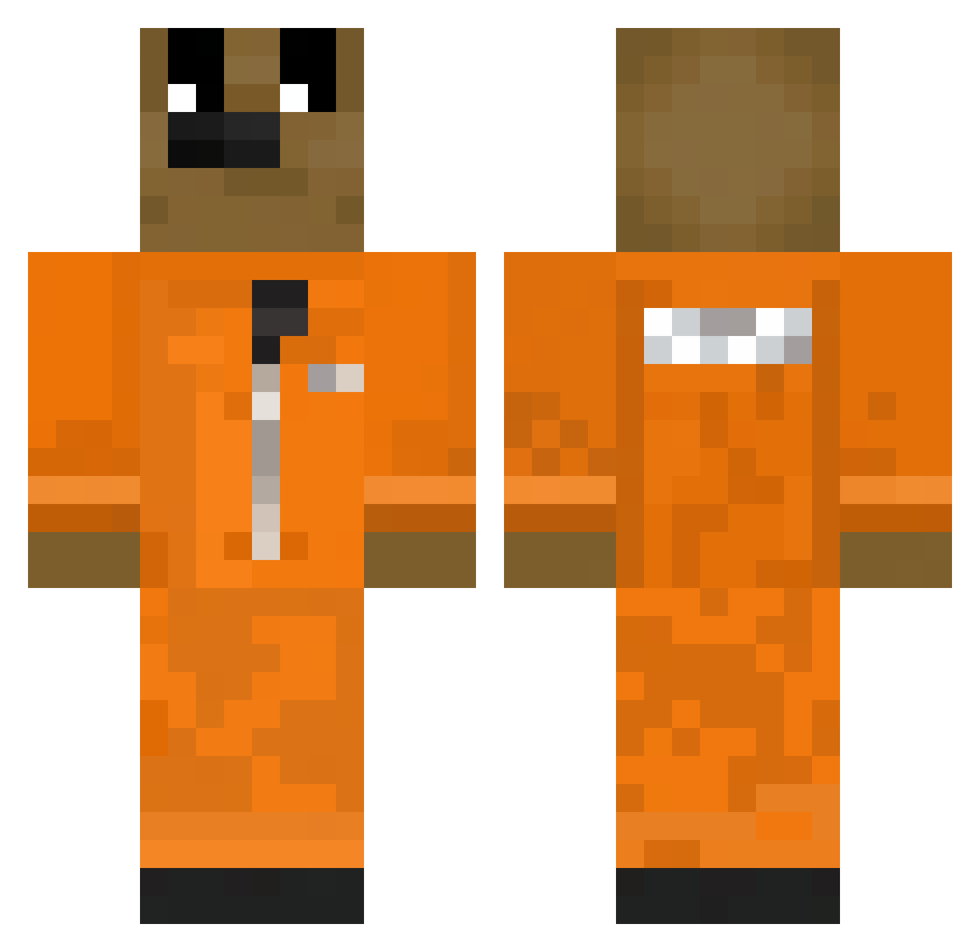 P3DDER Minecraft skin, front and back view