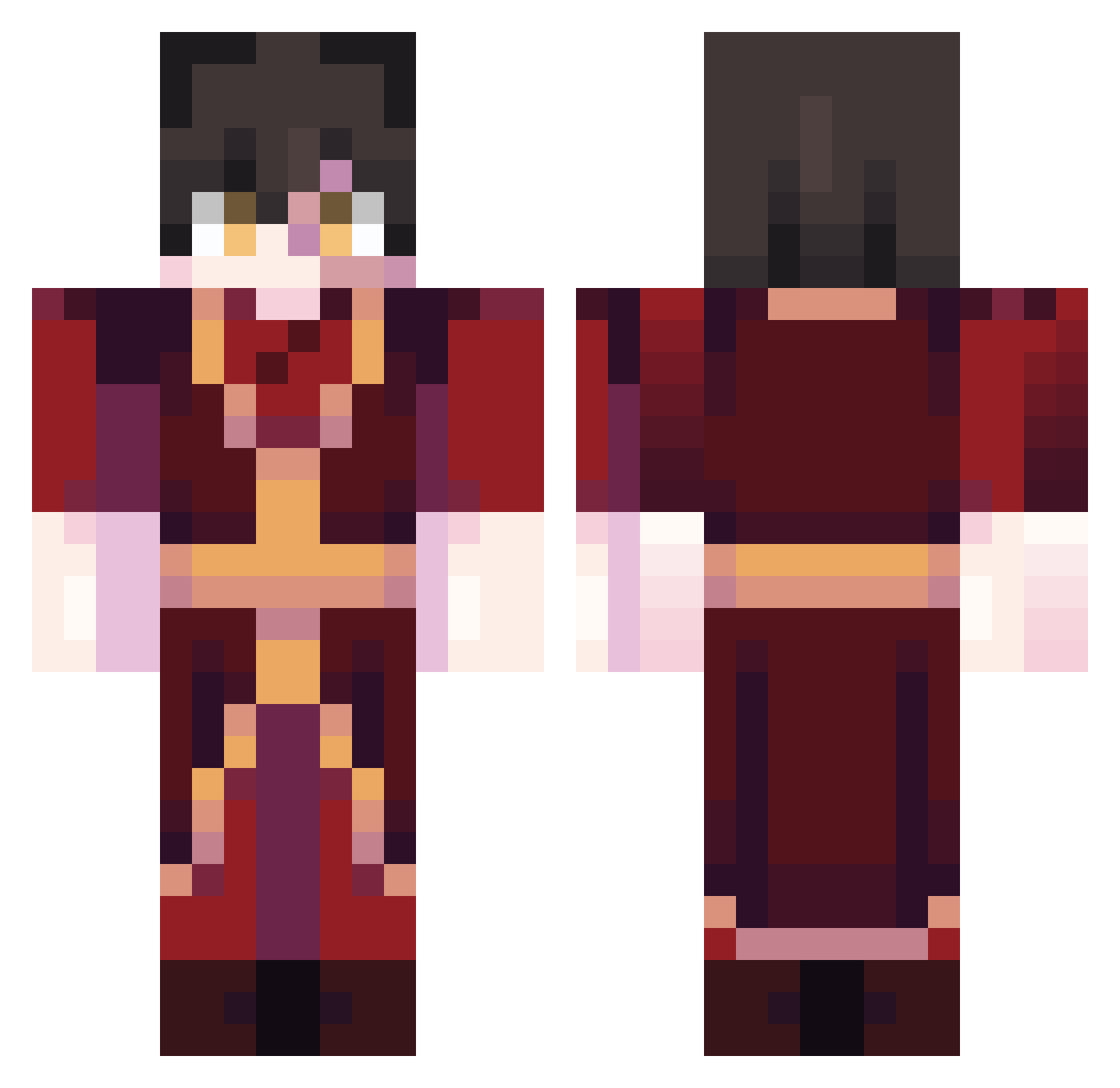 OnlySphere Minecraft skin, front and back view