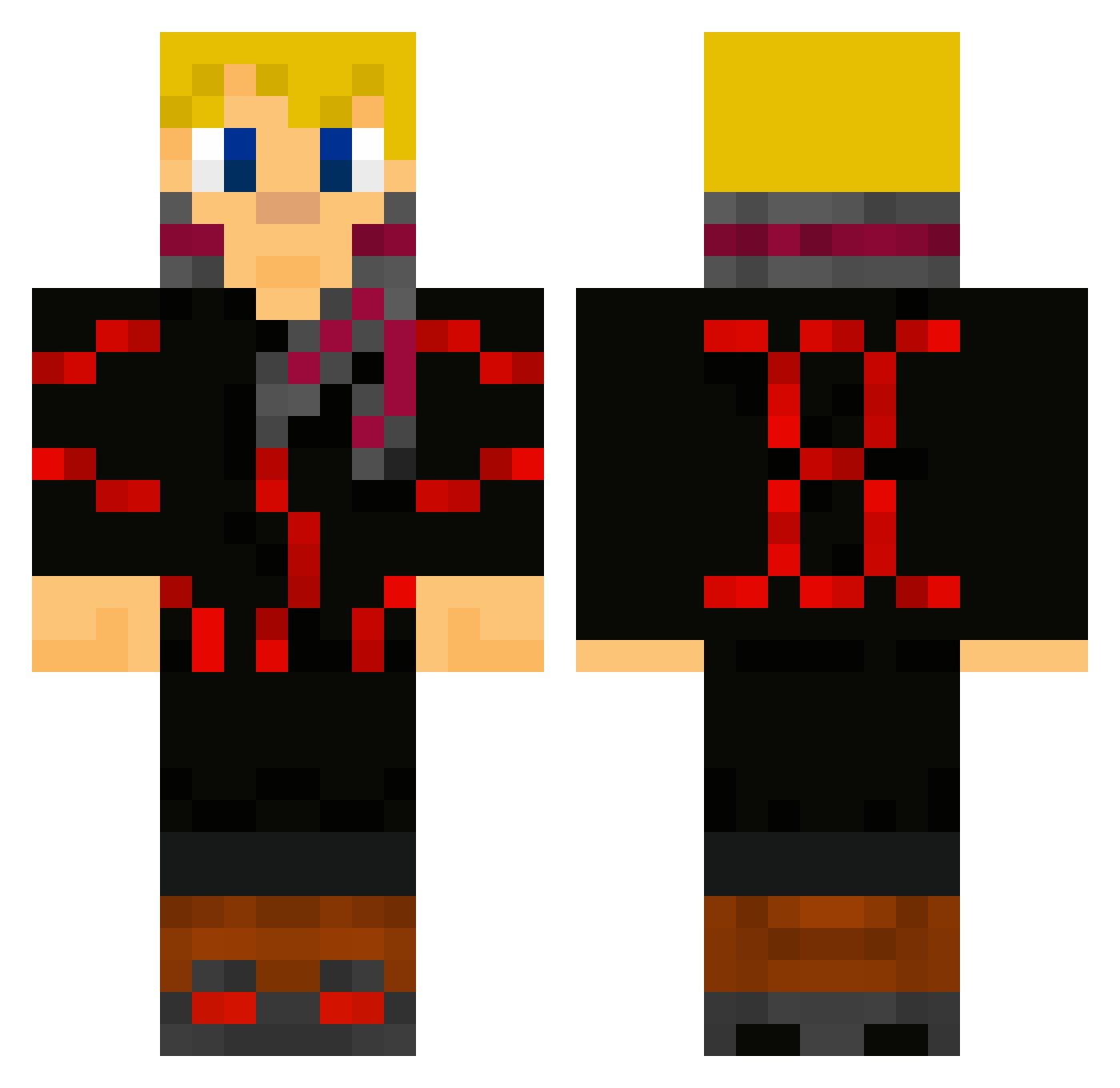 Retting Minecraft skin, front and back view