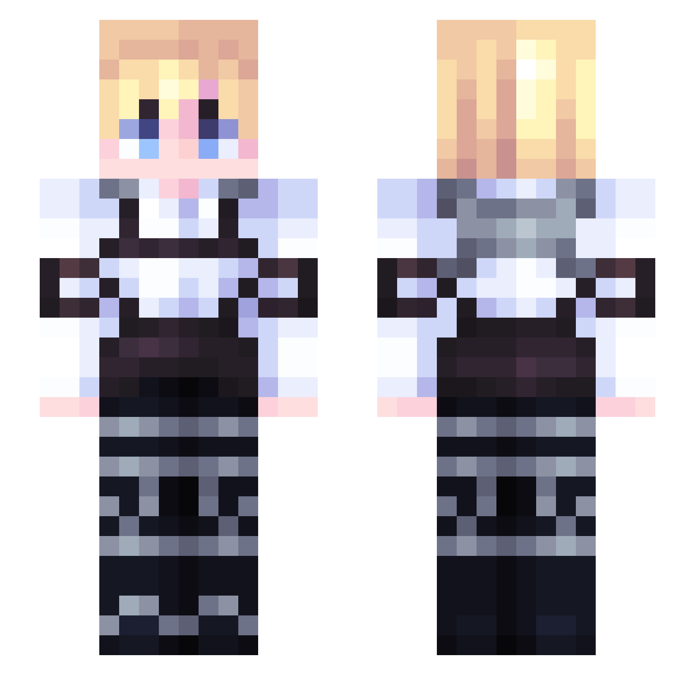 DrkLght1 Minecraft skin, front and back view
