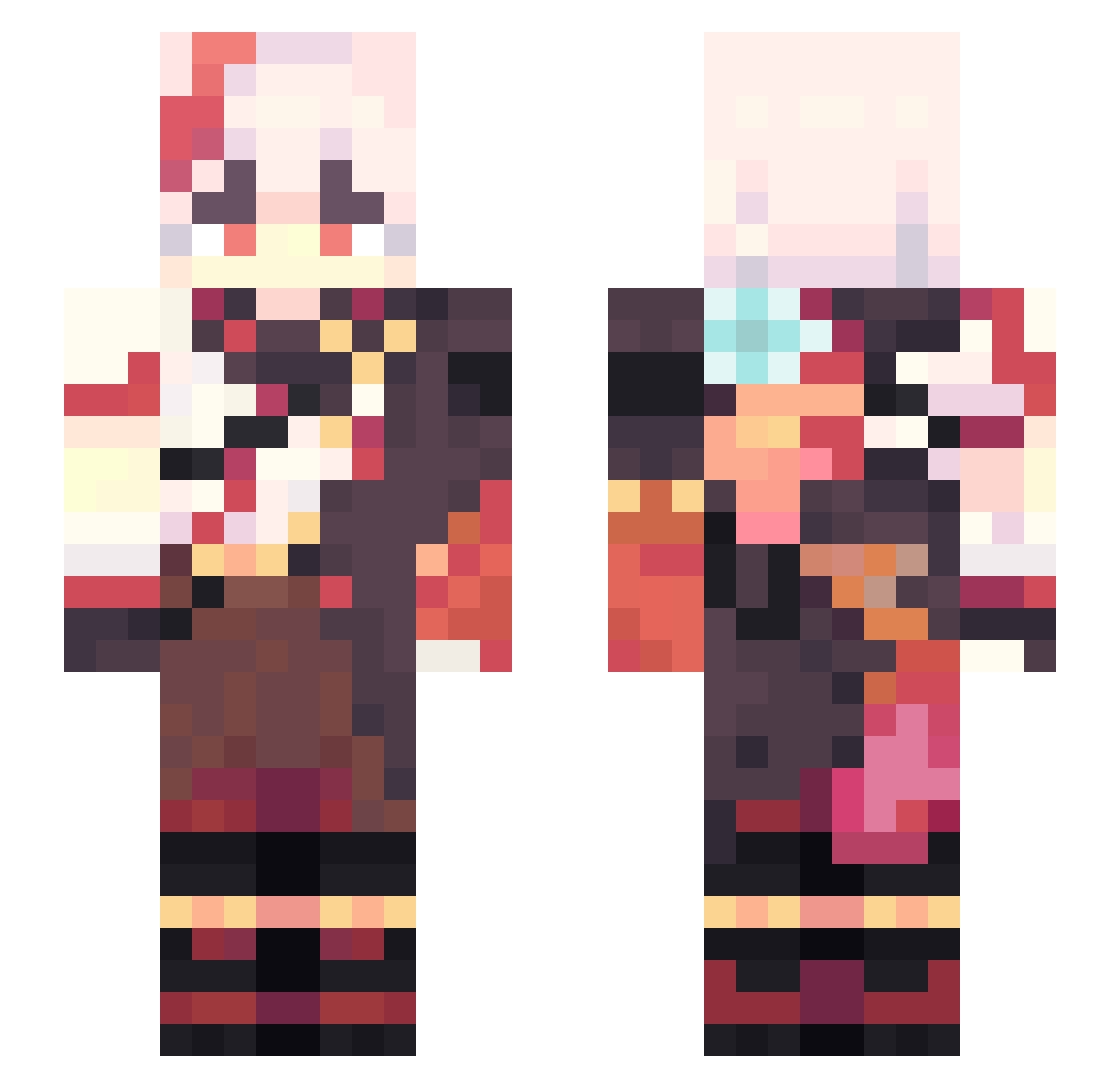 Kazuhass Minecraft skin, front and back view